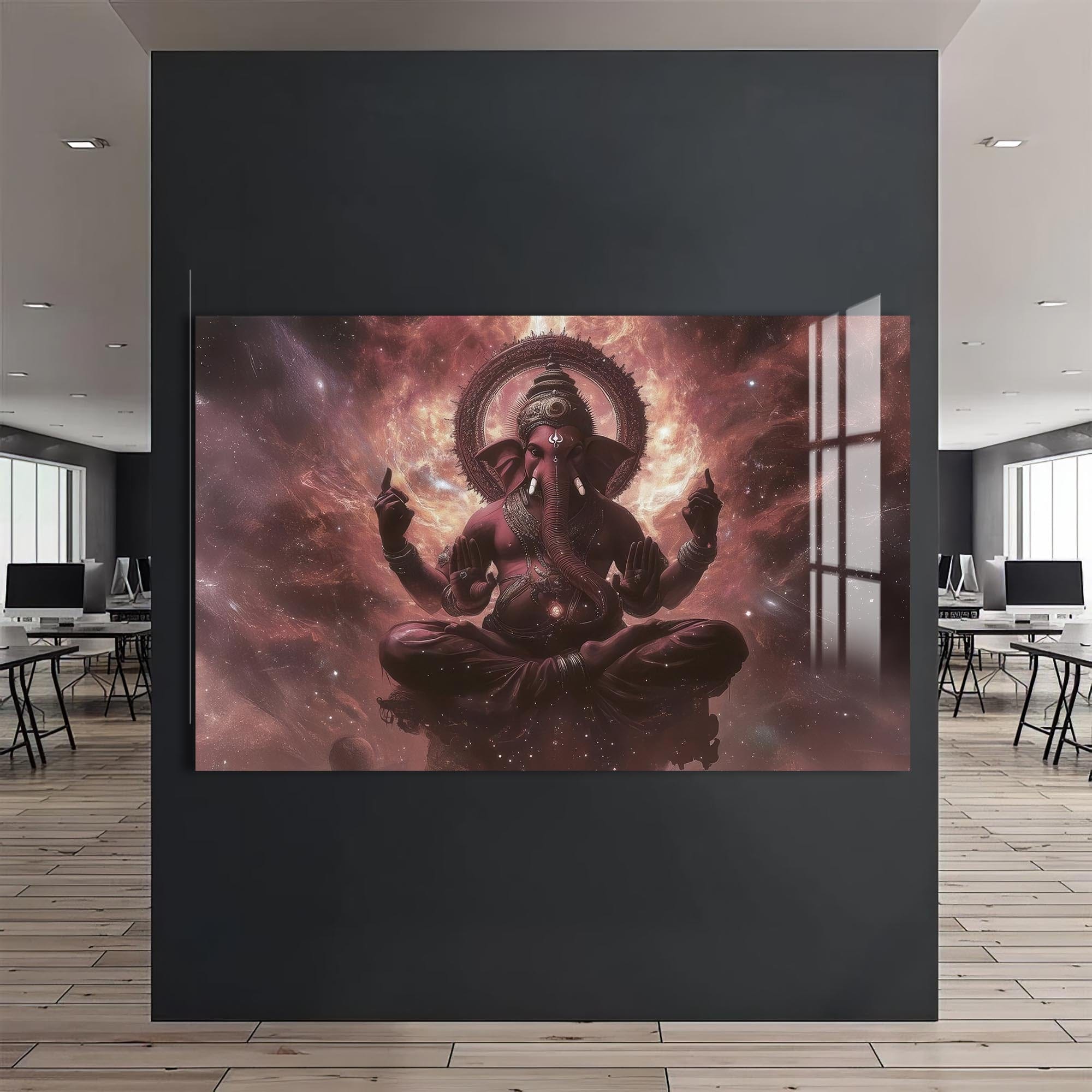 Artronauts Glass Print Cosmic Ganesha- Hinduism Tempered Glass Wall Art