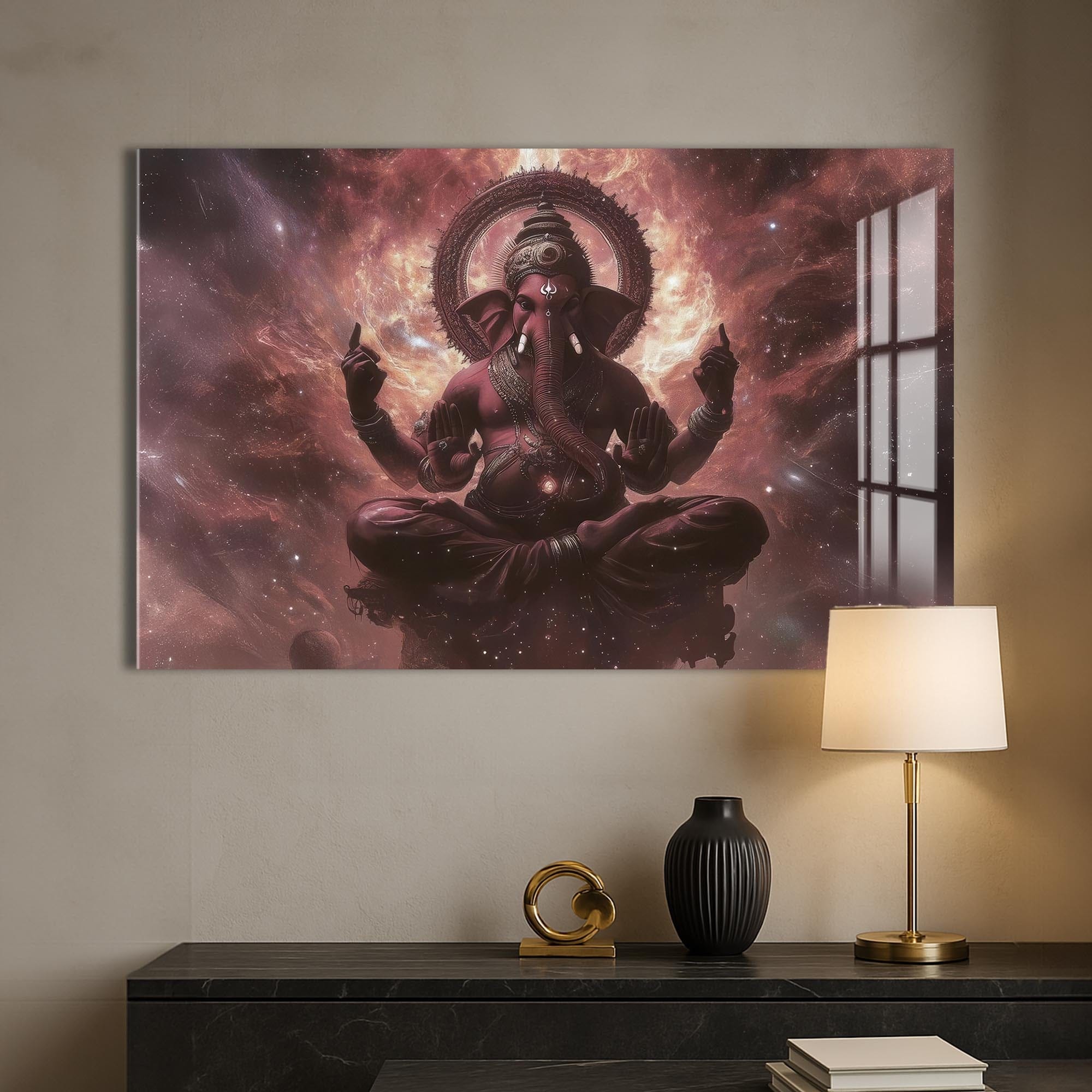 Artronauts Glass Print Cosmic Ganesha- Hinduism Tempered Glass Wall Art