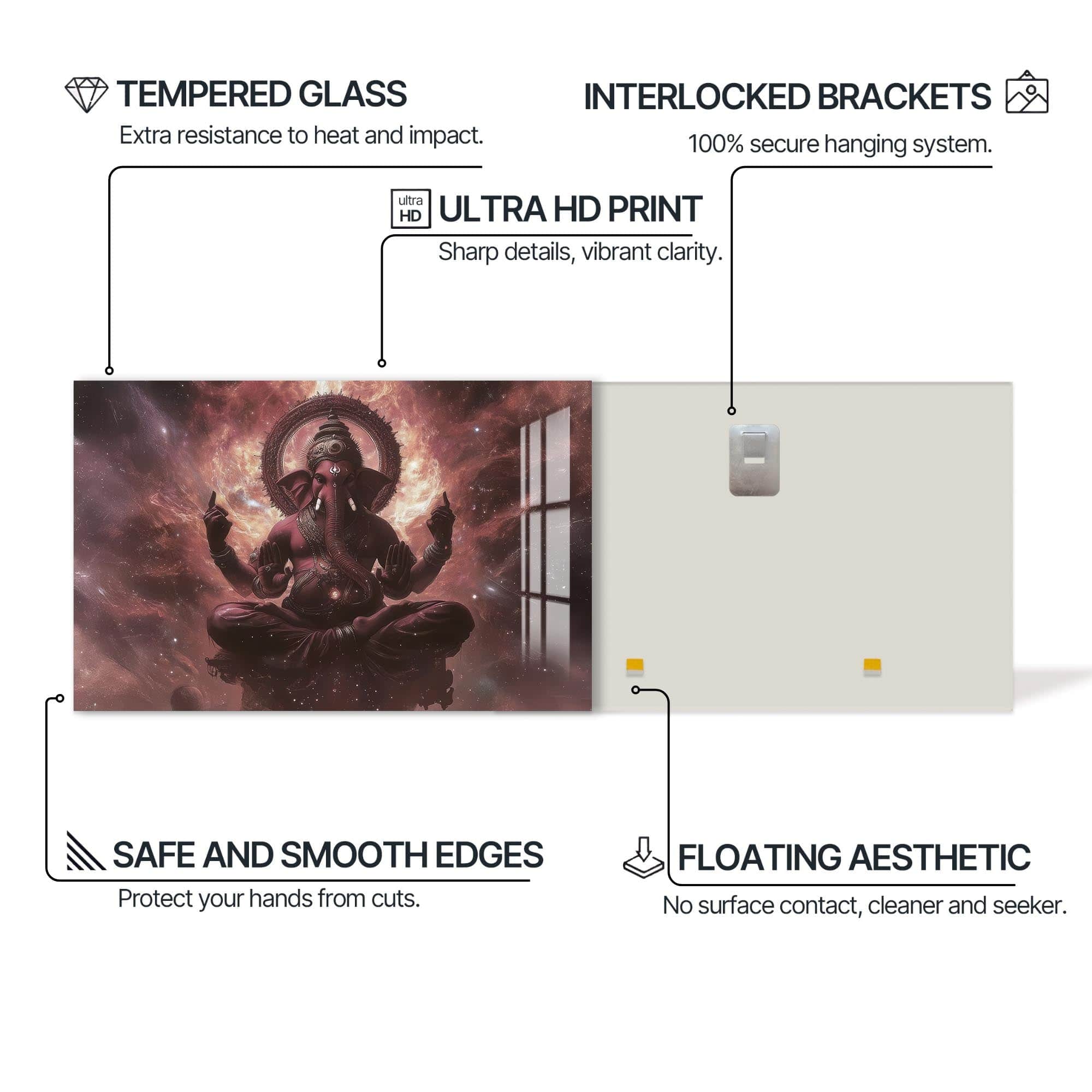 Artronauts Glass Print Cosmic Ganesha- Hinduism Tempered Glass Wall Art