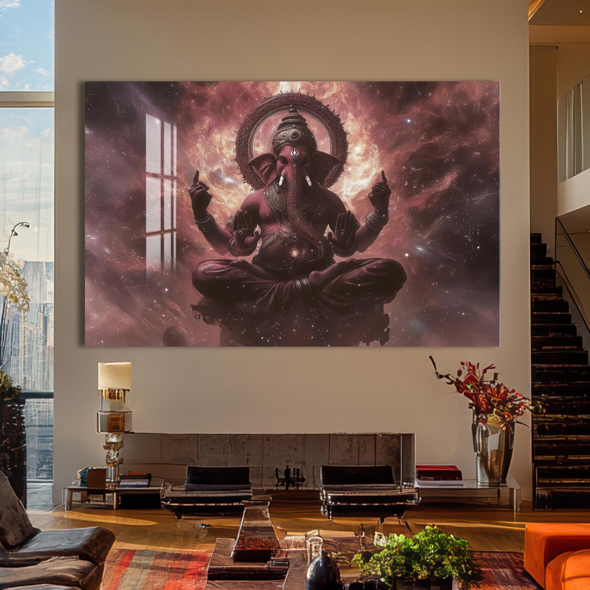 Artronauts Glass Print Cosmic Ganesha- Hinduism Tempered Glass Wall Art