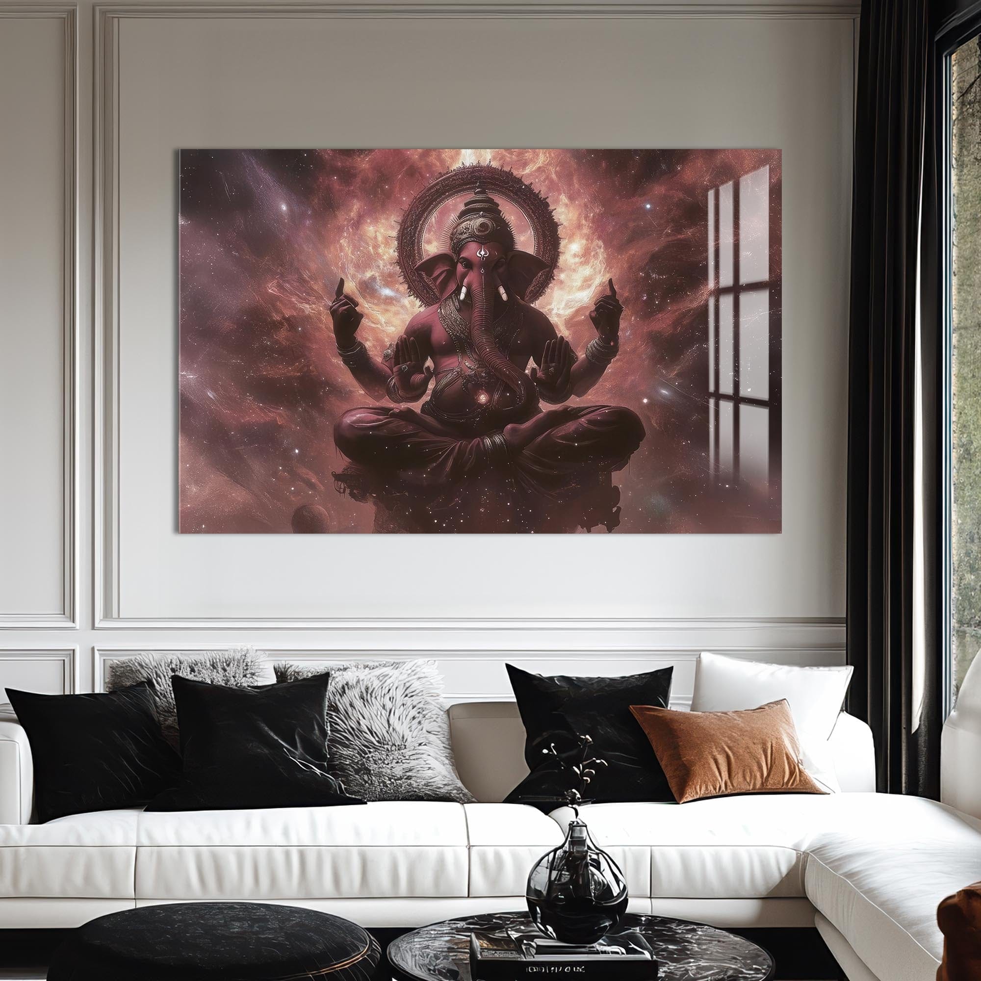 Artronauts Glass Print Cosmic Ganesha- Hinduism Tempered Glass Wall Art