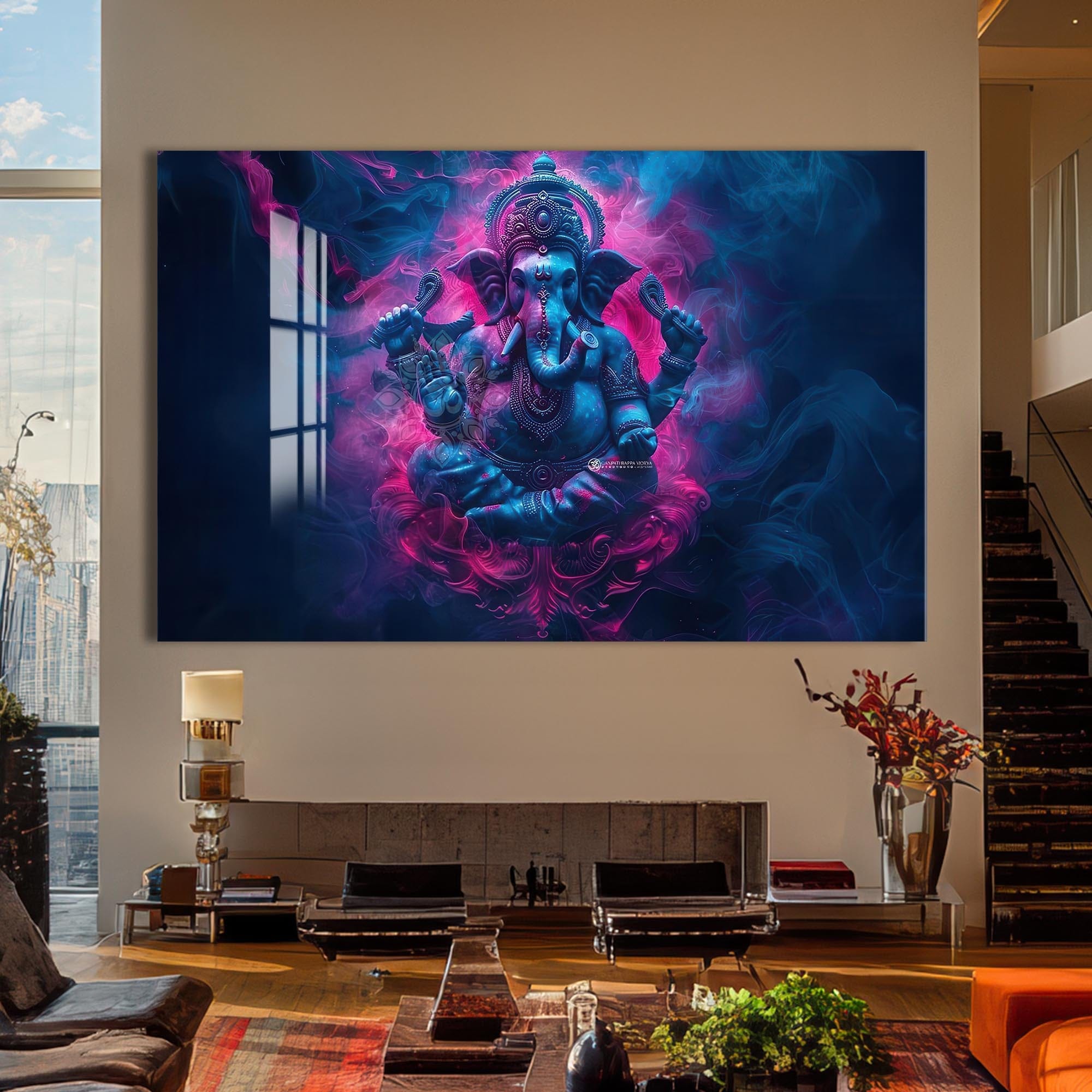 Artronauts Glass Print Mystic Ganesha- Hinduism Tempered Glass Wall Art