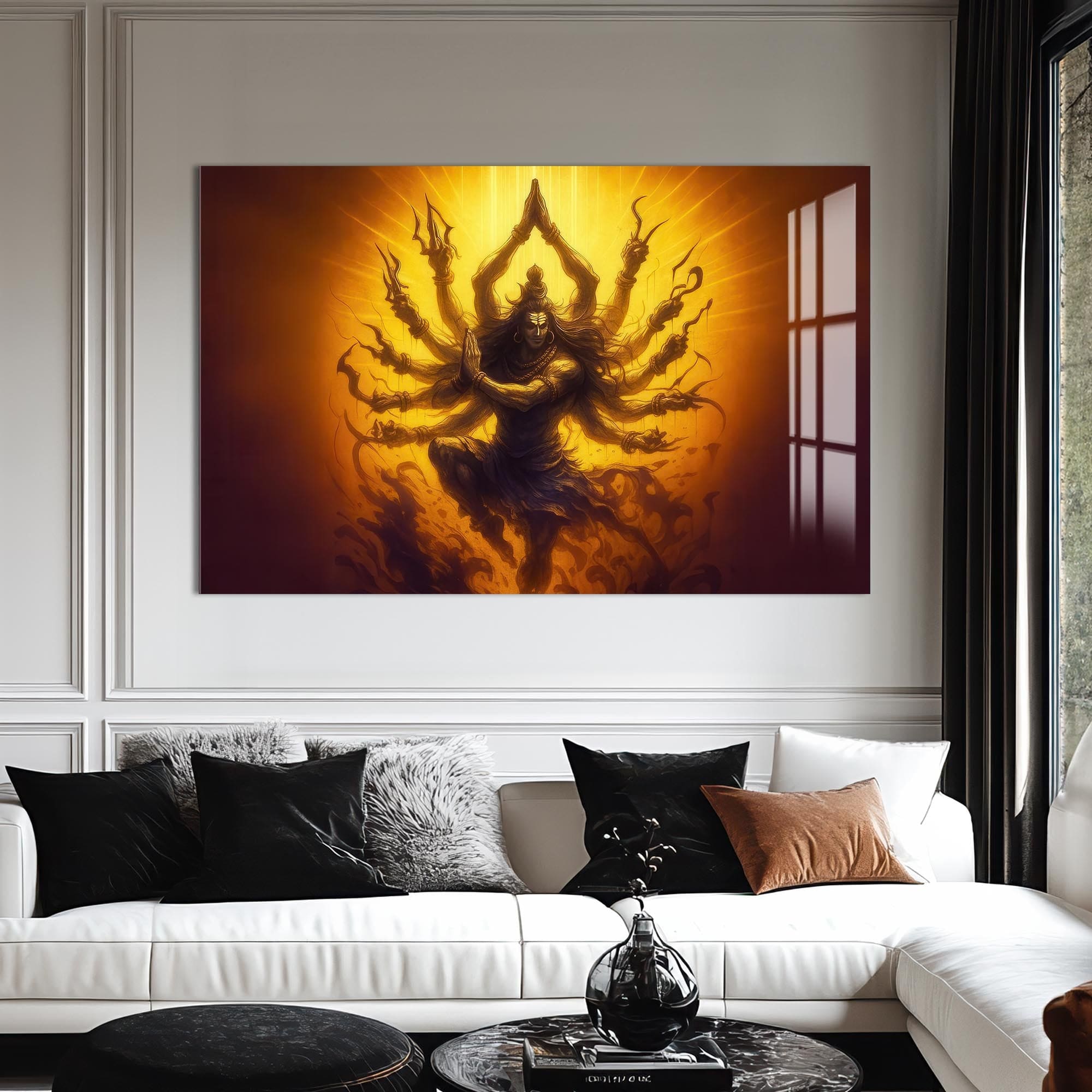 Artronauts Glass Print Golden Tandava- Hinduism Tempered Glass Wall Art