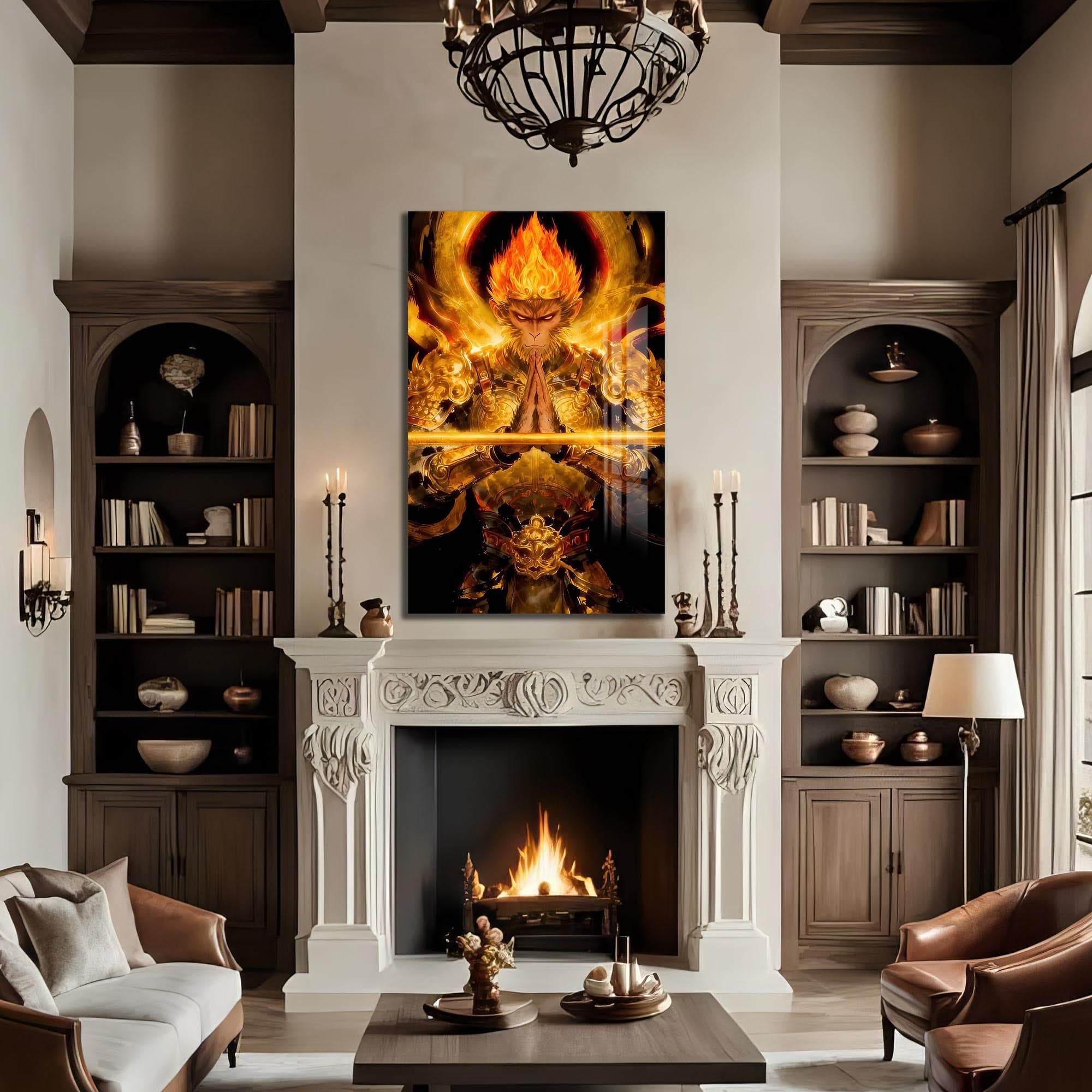 Artronauts Glass Print Golden Hanuman- Tempered Glass Wall Art