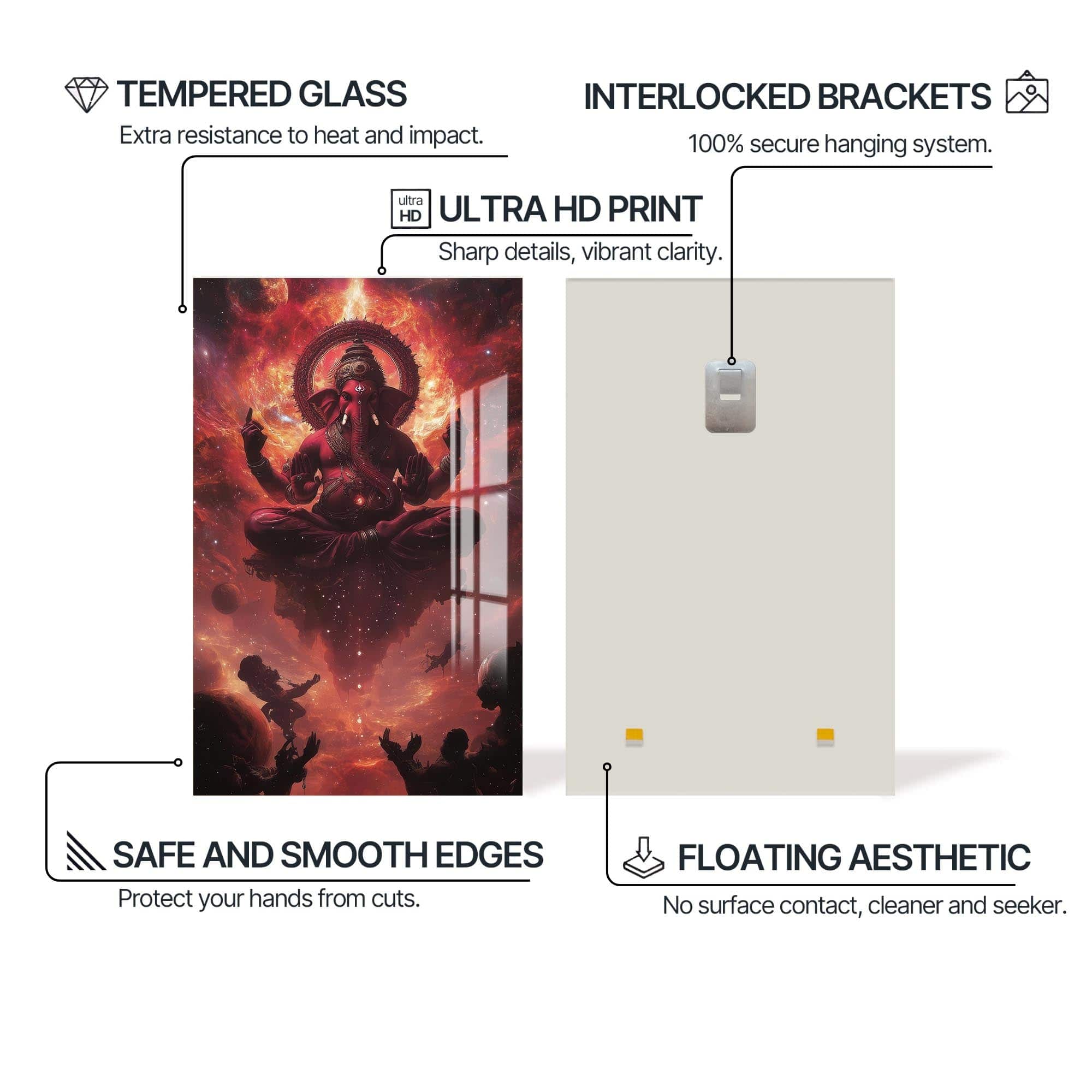 Artronauts Glass Print Lotus Blessing- Hinduism Tempered Glass Wall Art