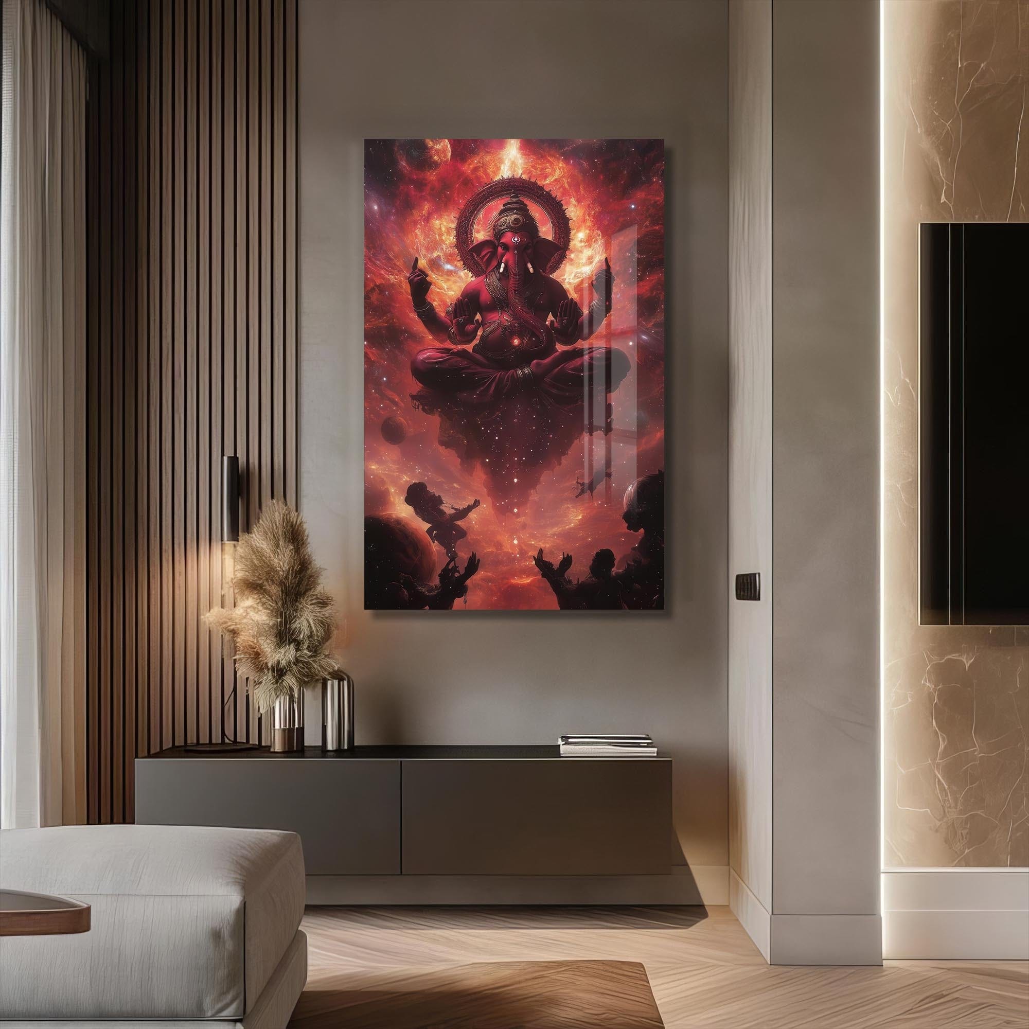 Artronauts Glass Print Lotus Blessing- Hinduism Tempered Glass Wall Art