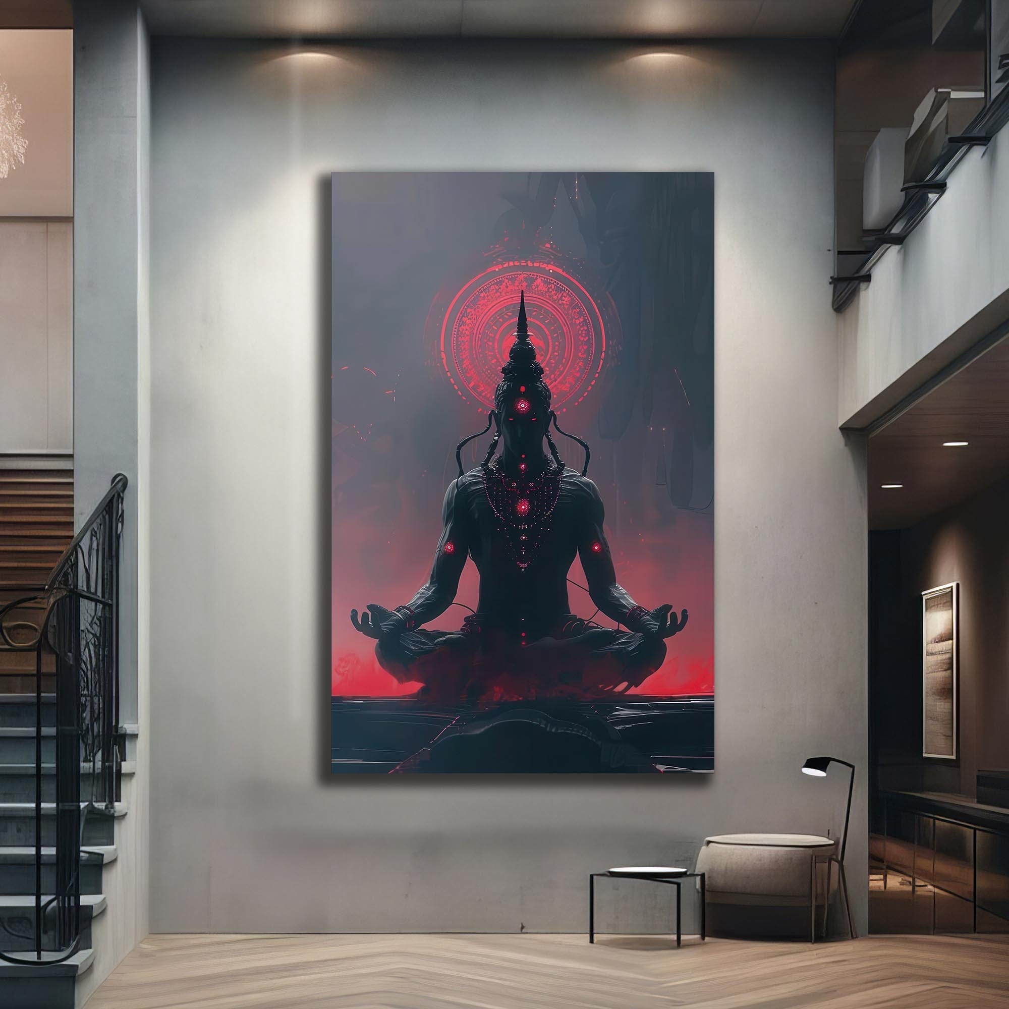 Artronauts Glass Print Neon Ganesha- Hinduism Tempered Glass Wall Art