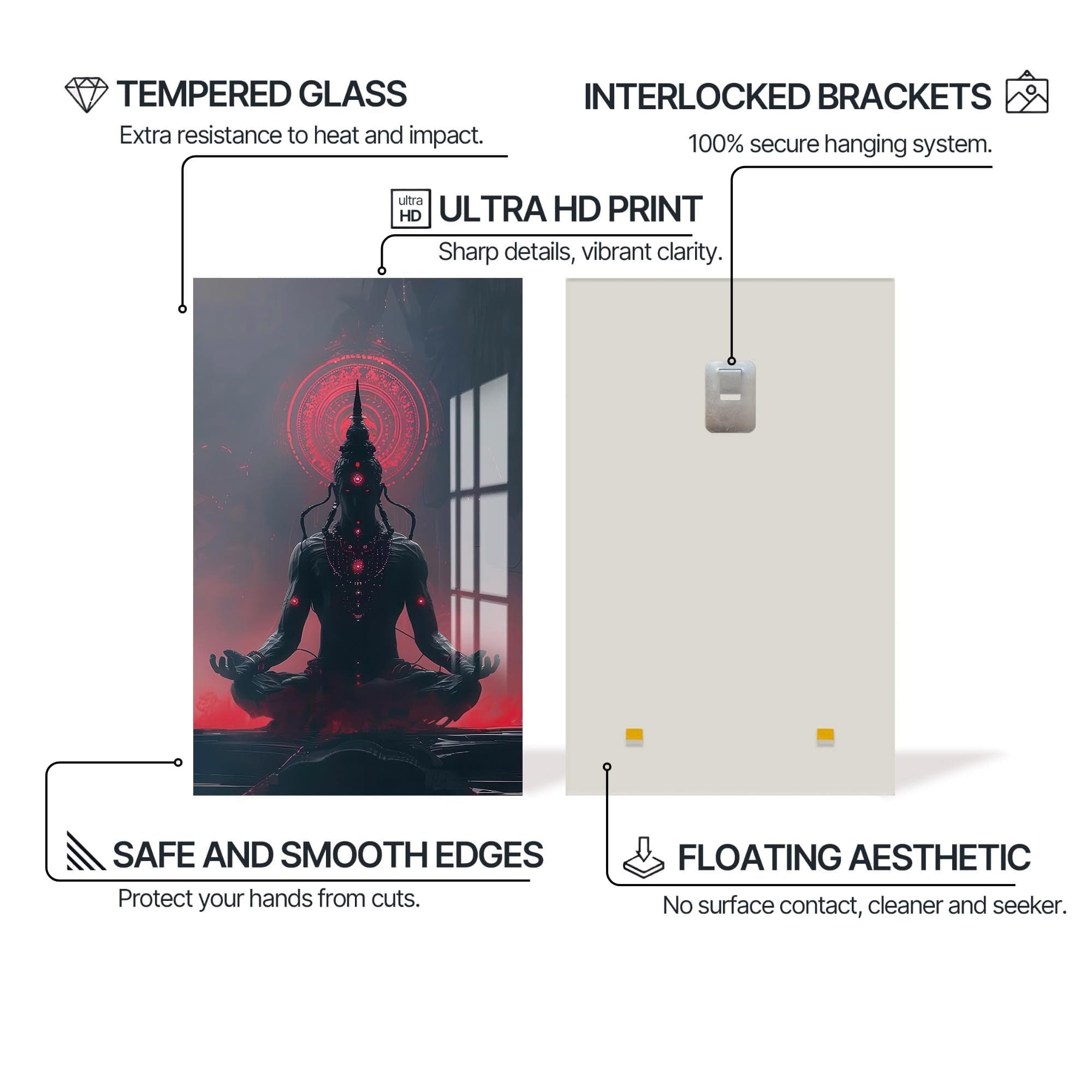 Artronauts Glass Print Neon Ganesha- Hinduism Tempered Glass Wall Art