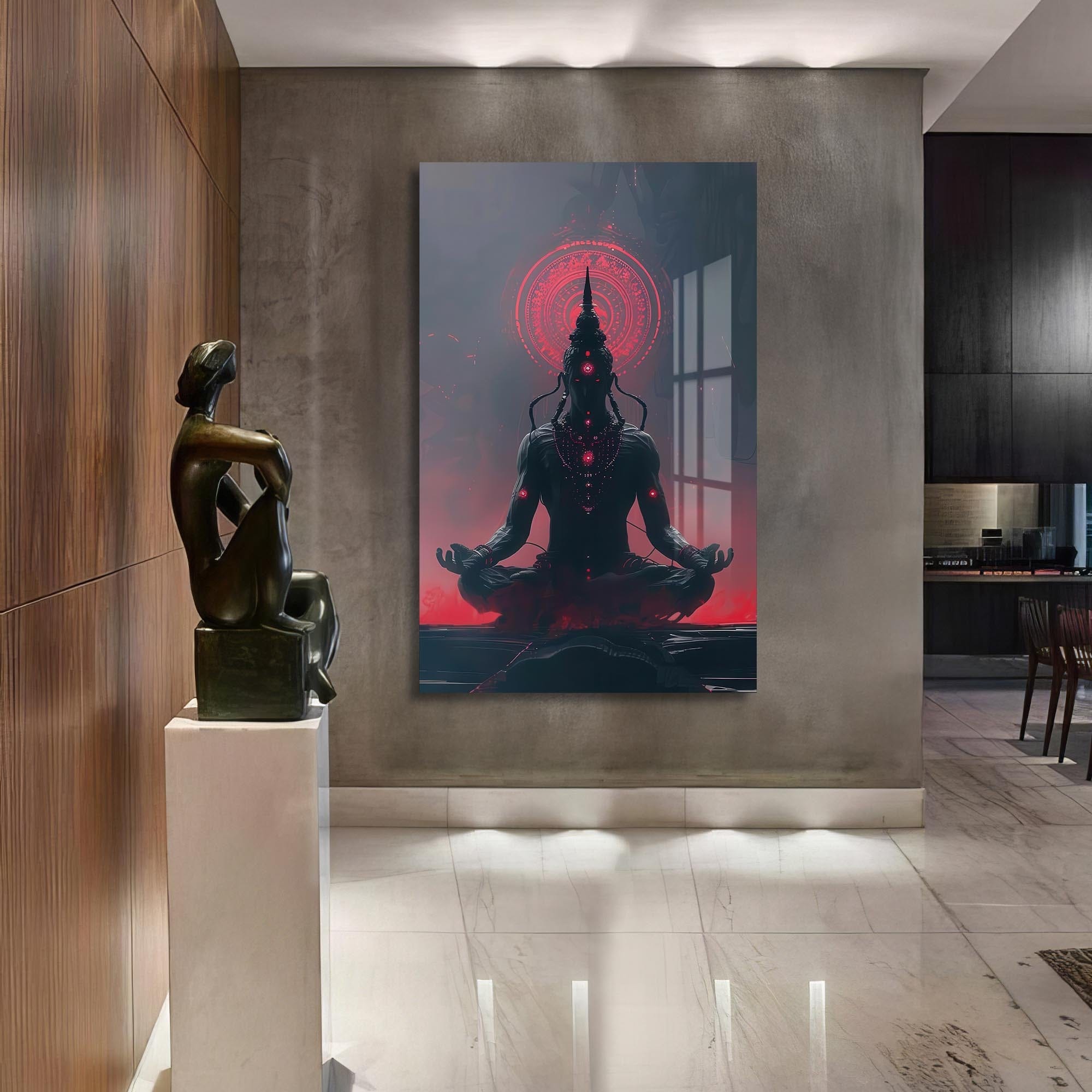 Artronauts Glass Print Neon Ganesha- Hinduism Tempered Glass Wall Art