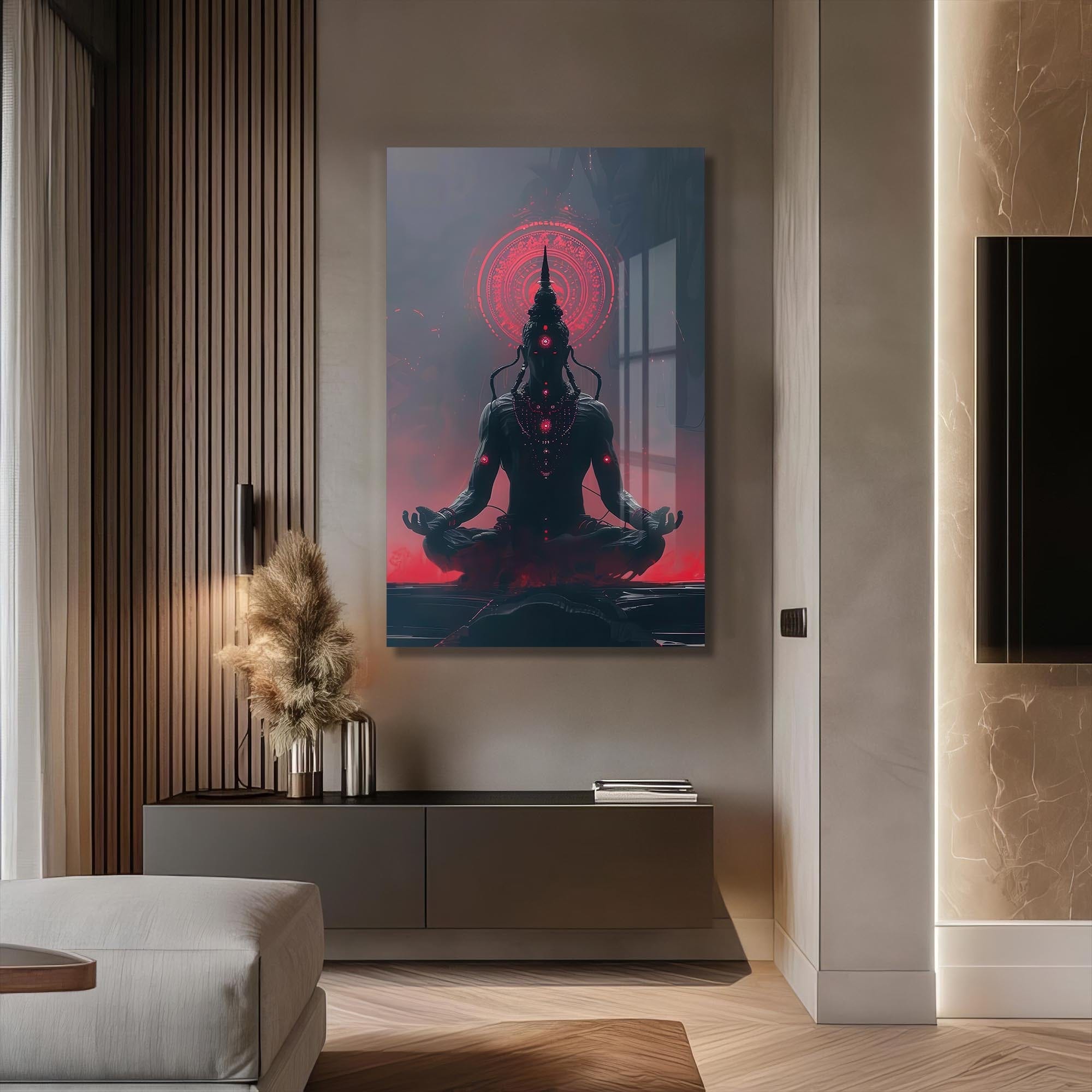 Artronauts Glass Print Neon Ganesha- Hinduism Tempered Glass Wall Art