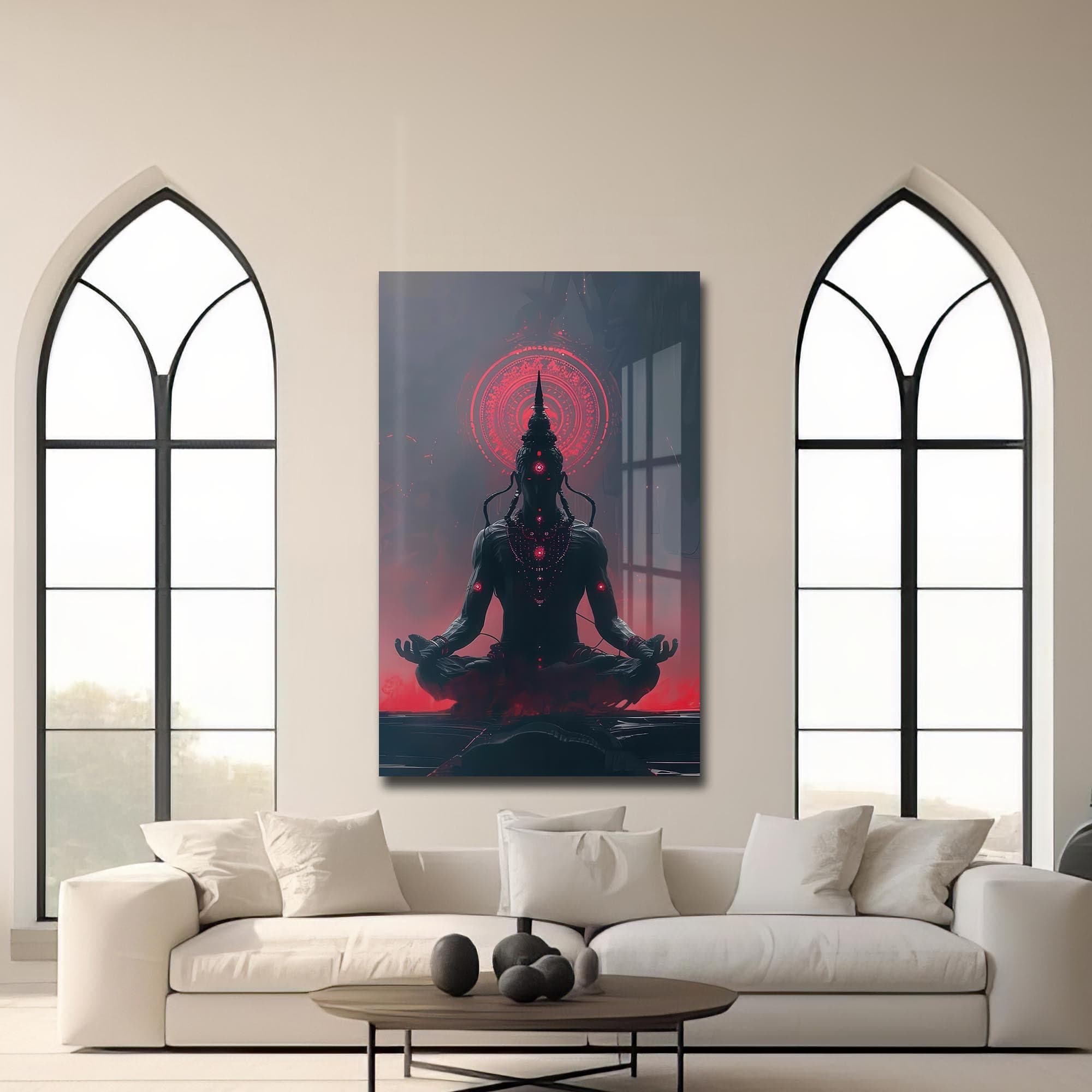 Artronauts Glass Print Neon Ganesha- Hinduism Tempered Glass Wall Art