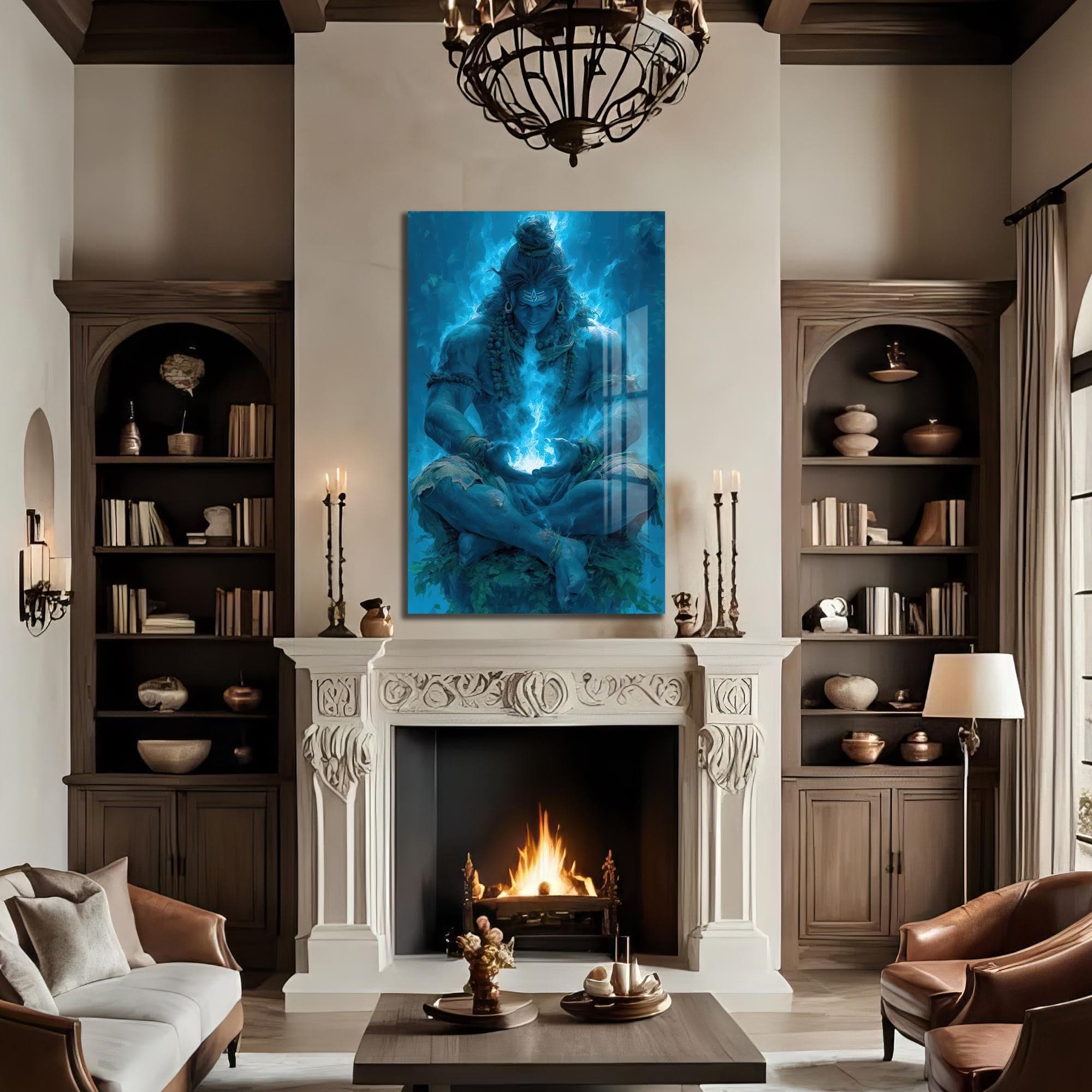 Artronauts Glass Print Blue Serenity- Hinduism Tempered Glass Wall Art