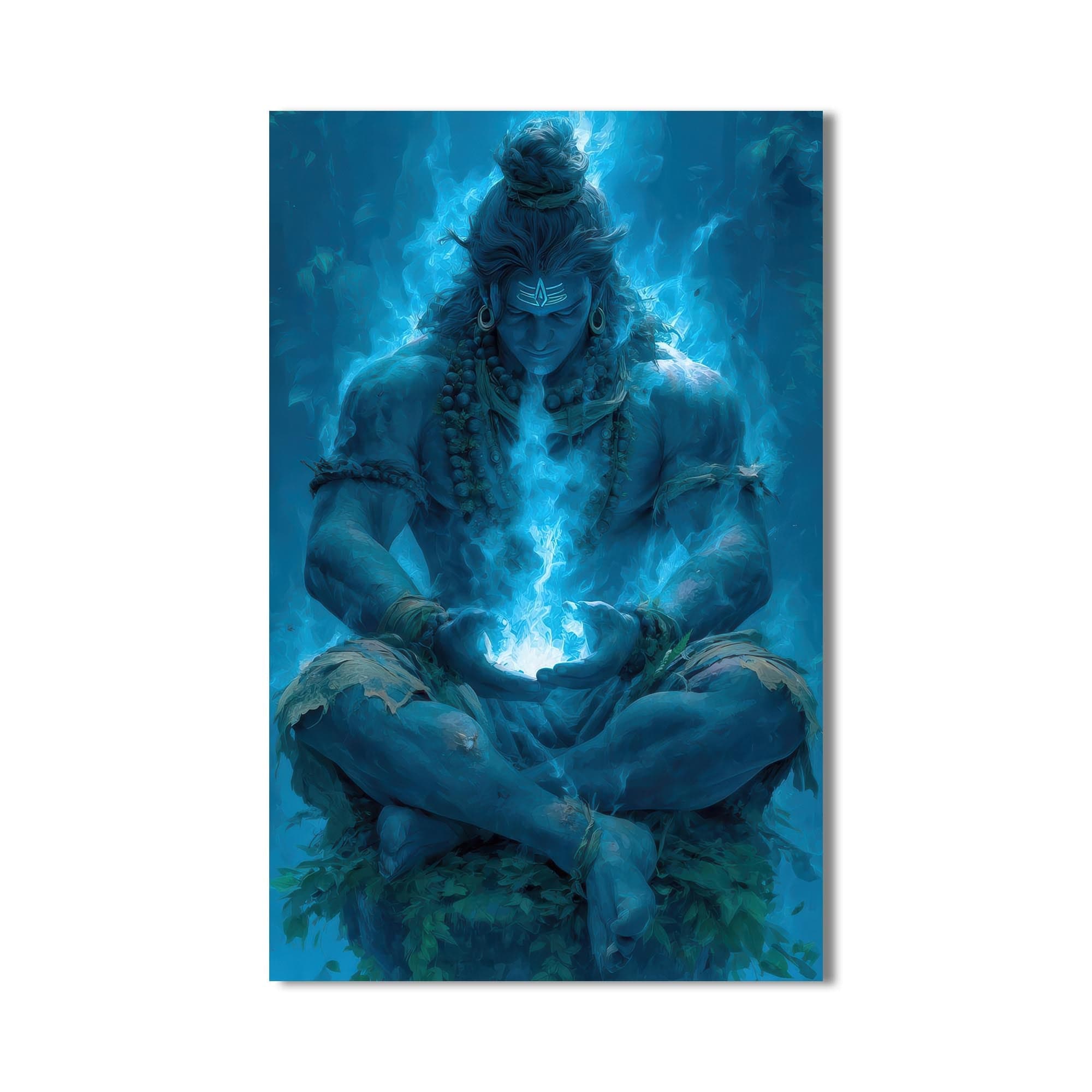 Artronauts Glass Print Blue Serenity- Hinduism Tempered Glass Wall Art