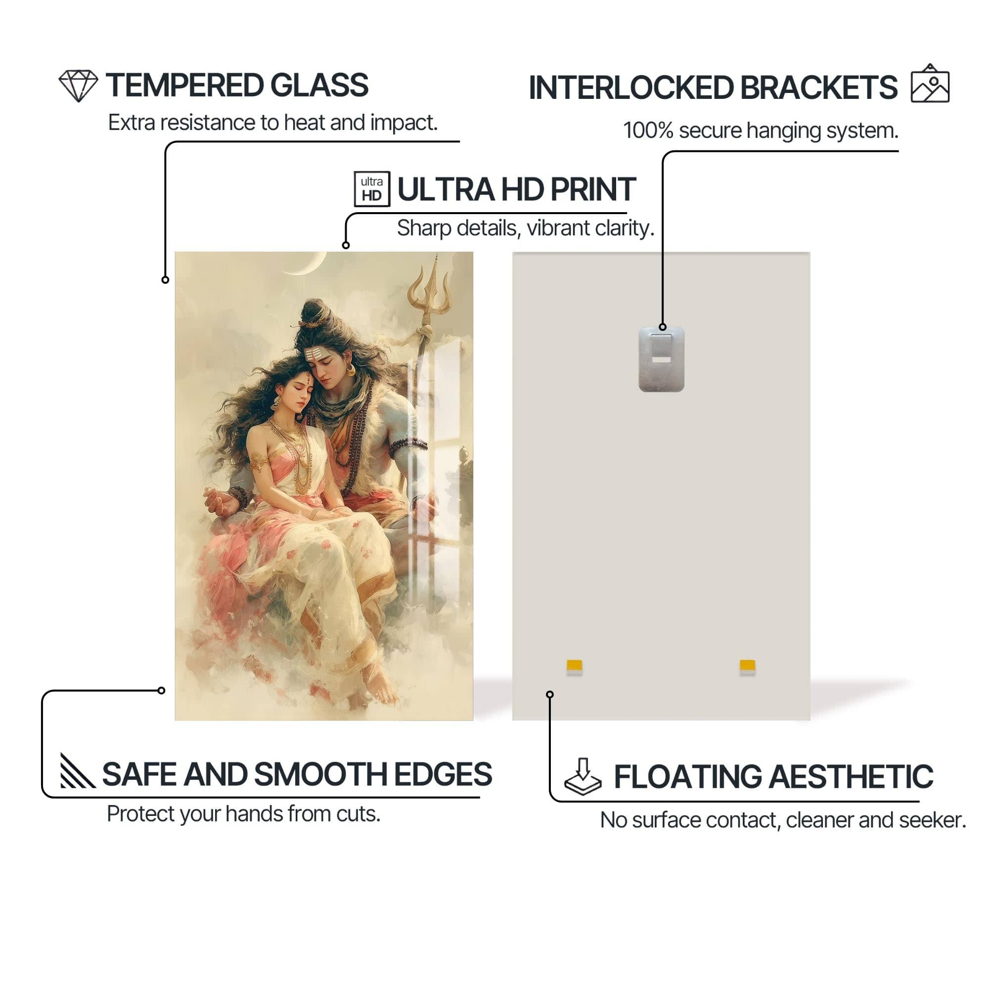 Artronauts Glass Print Eternal Union- Hinduism Tempered Glass Wall Art