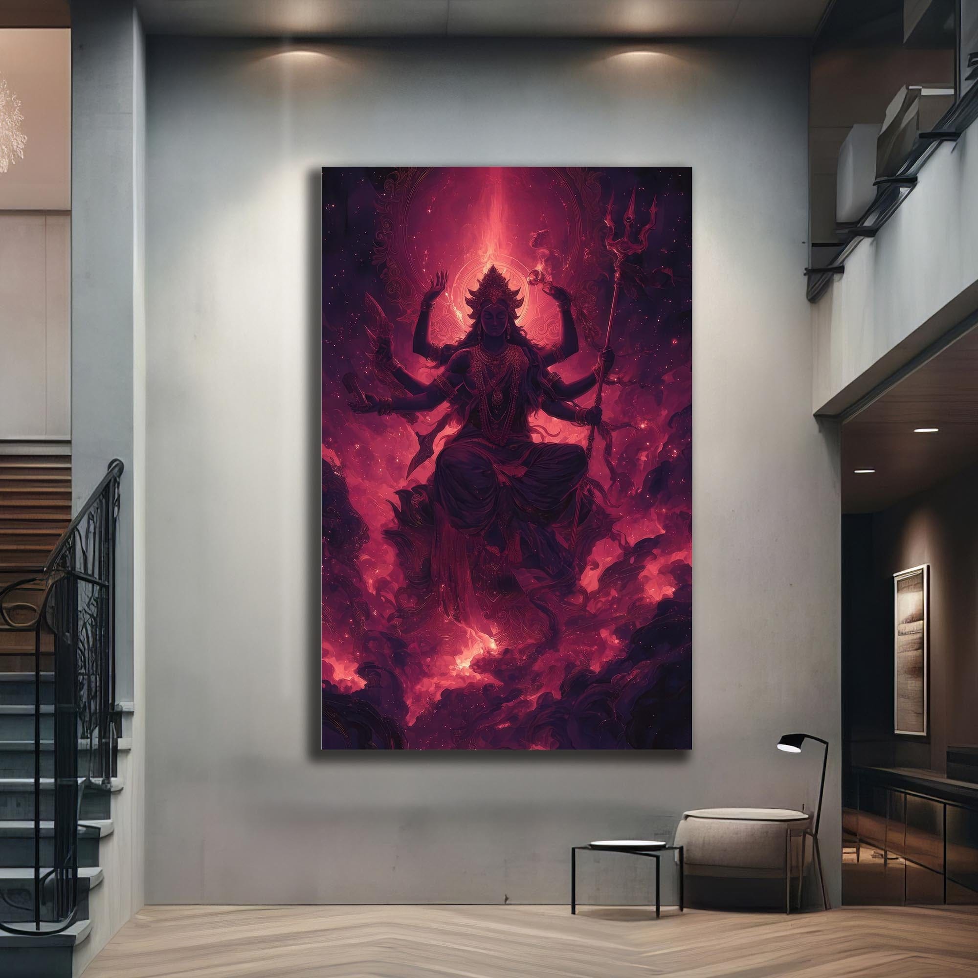 Artronauts Glass Print Crimson Shakti- Hinduism Tempered Glass Wall Art