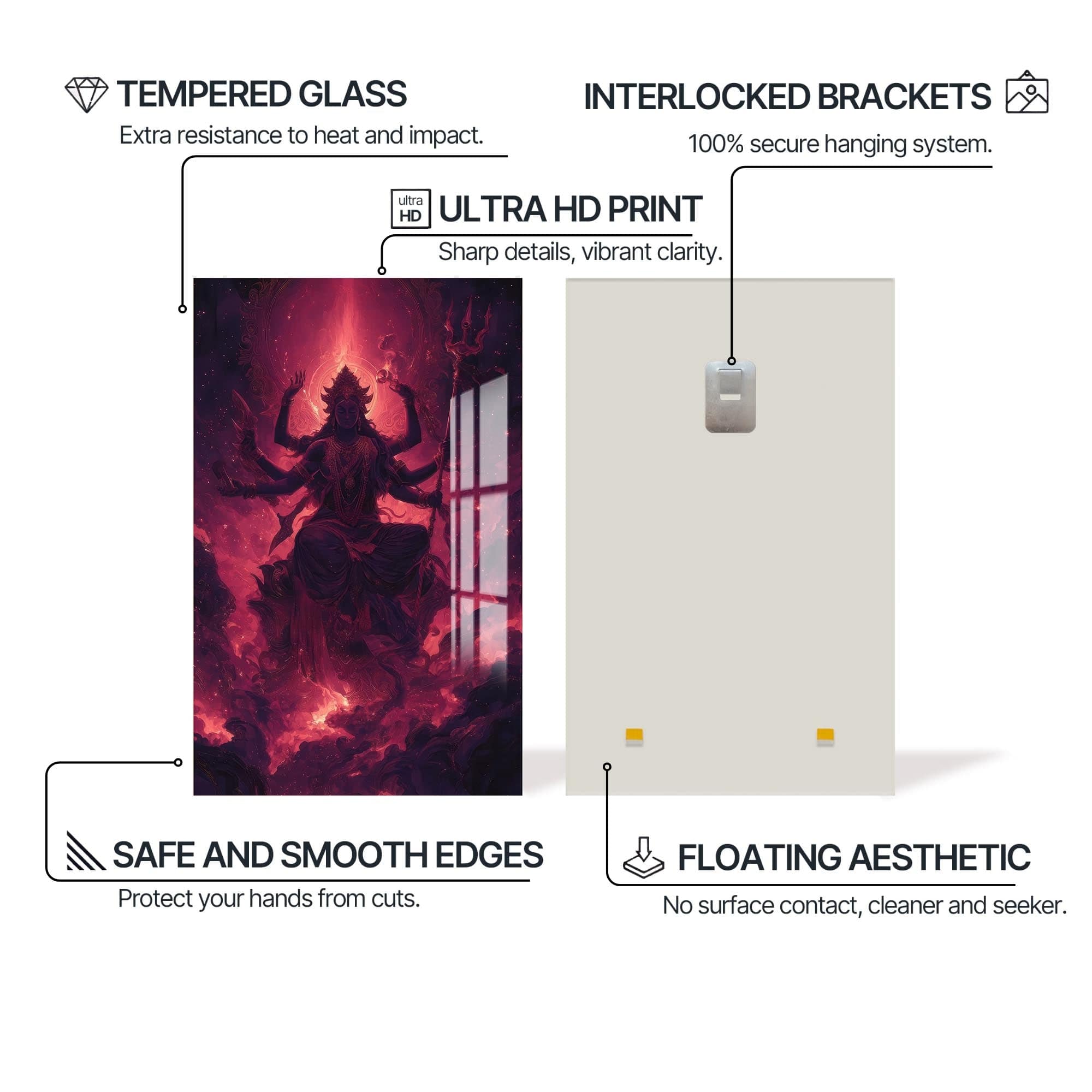 Artronauts Glass Print Crimson Shakti- Hinduism Tempered Glass Wall Art