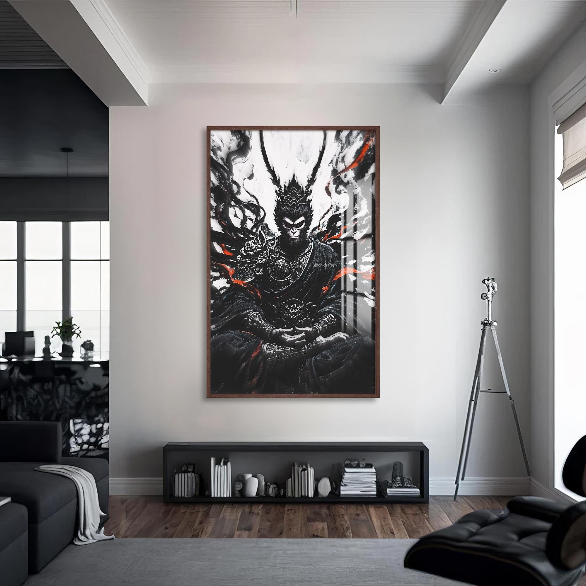 Artronauts Glass Print S | 72x46 cm | 28.3"x18.1" / Walnut Dark Ascetic- Hinduism Tempered Glass Wall Art