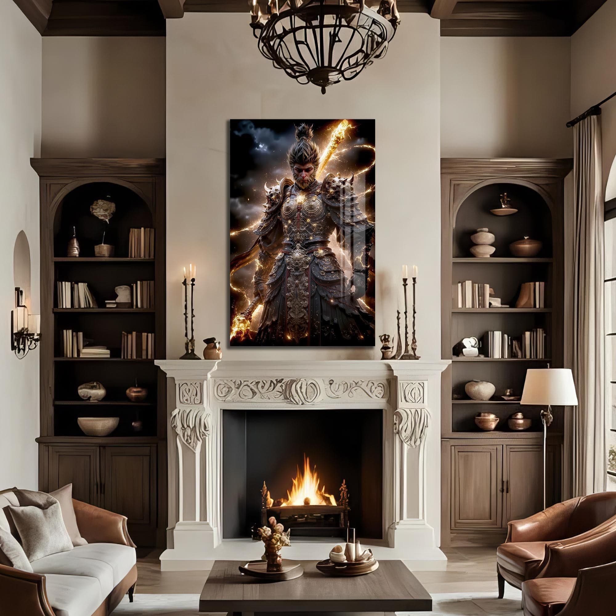 Artronauts Glass Print Golden Warrior- Hinduism Tempered Glass Wall Art