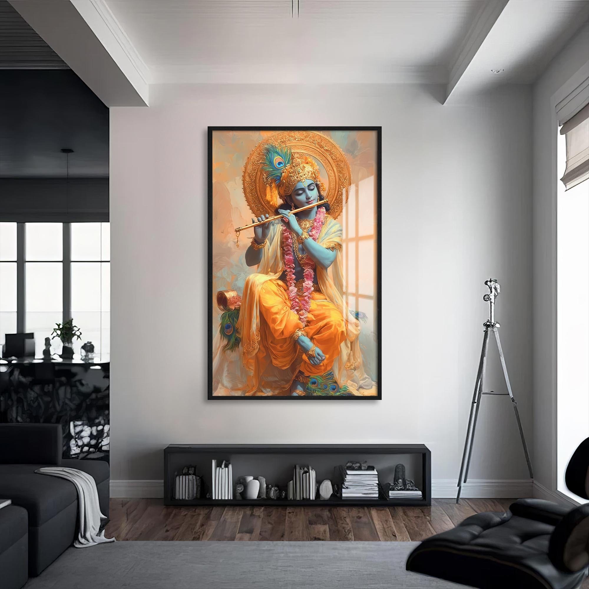 Artronauts Glass Print S | 72x46 cm | 28.3"x18.1" / Black Eternal Tandava- Hinduism Tempered Glass Wall Art