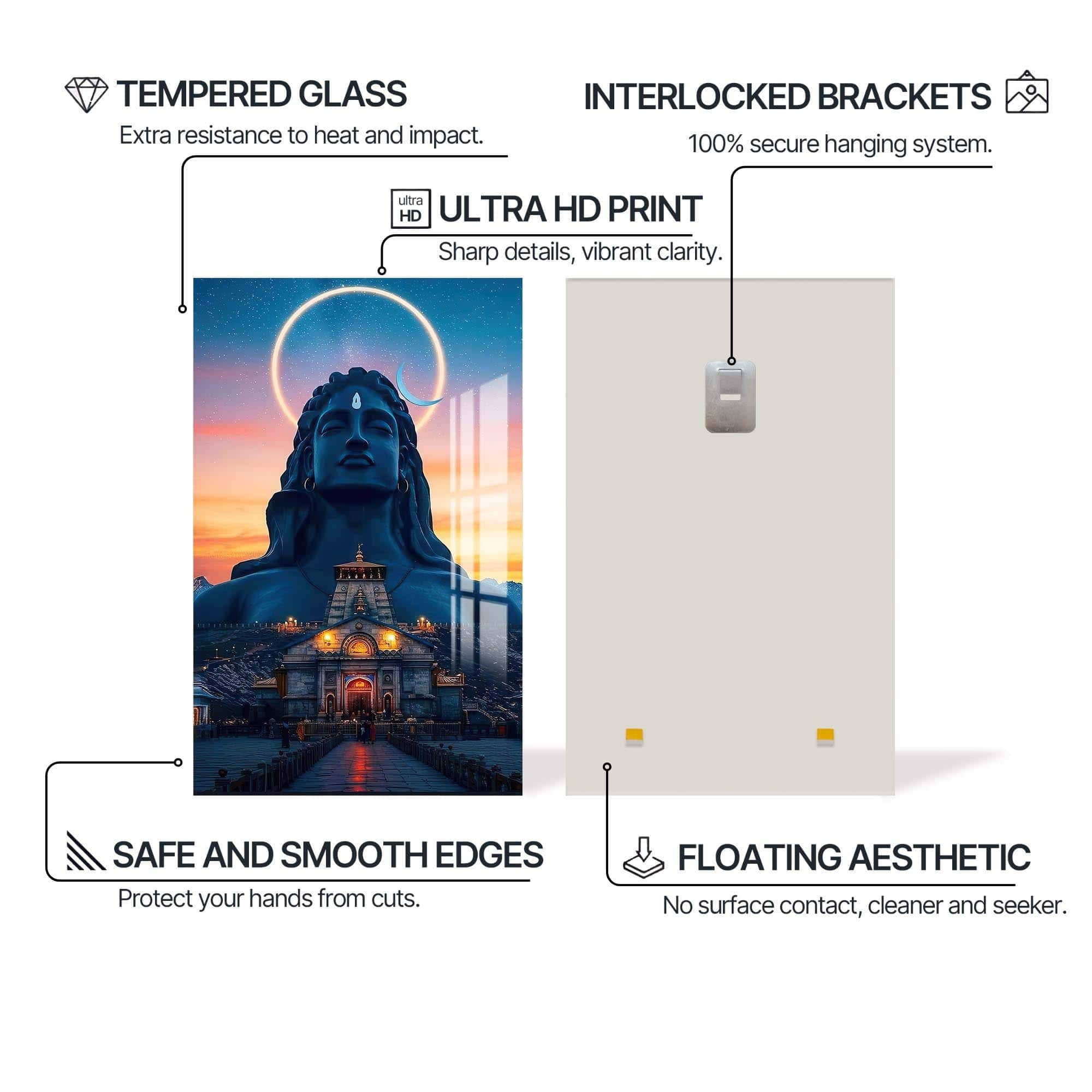 Artronauts Glass Print Celestial Shiva- Hinduism Tempered Glass Wall Art