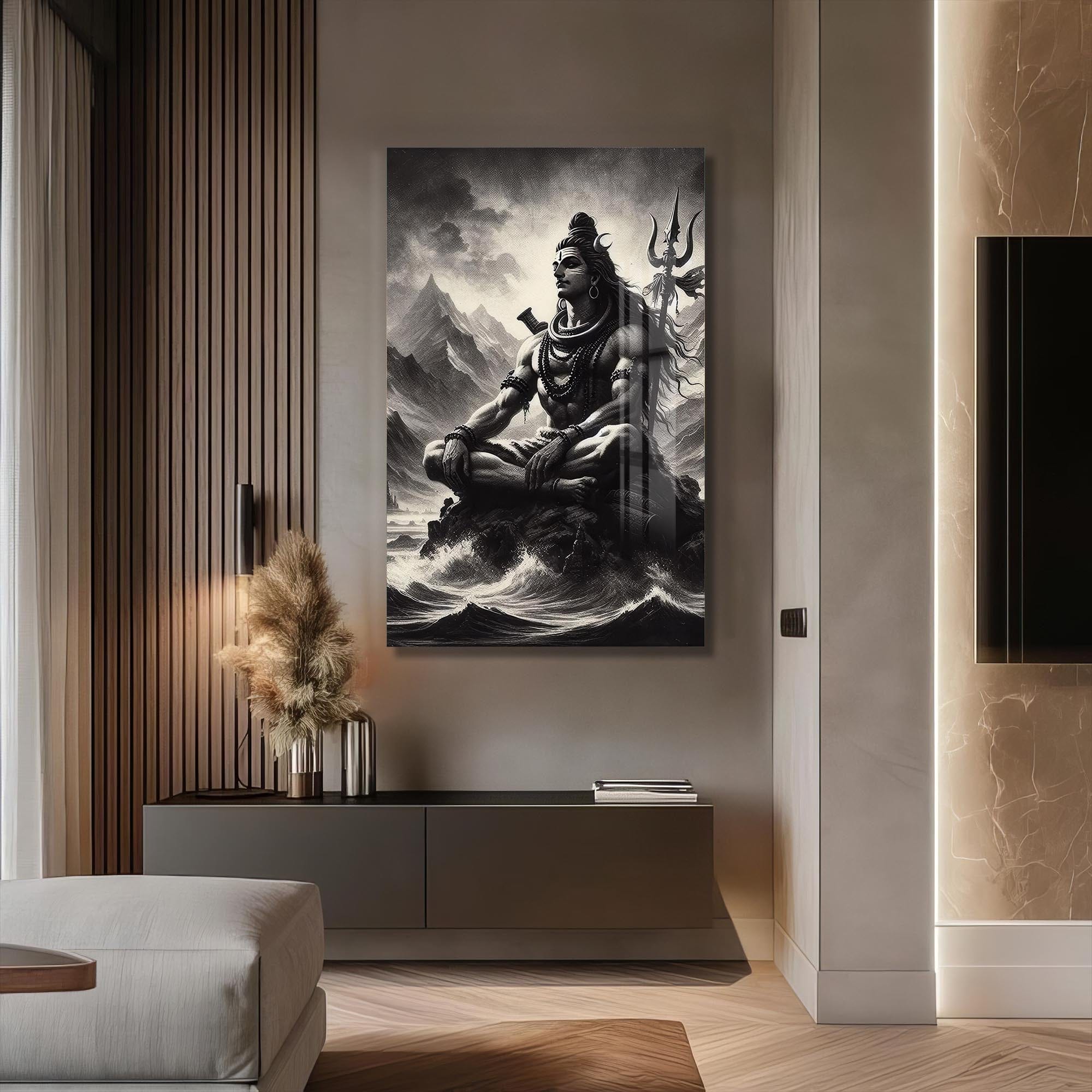 Artronauts Glass Print Silent Mahadev- Hinduism Tempered Glass Wall Art