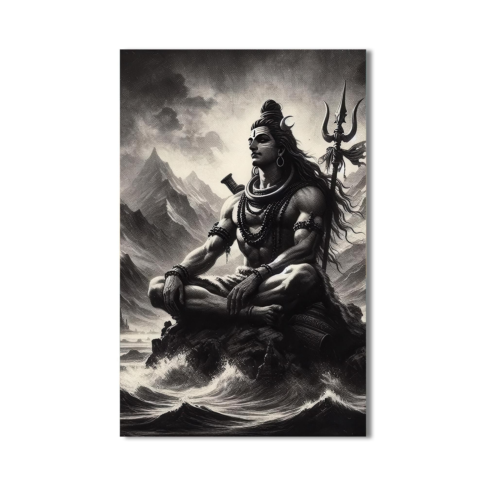 Artronauts Glass Print Silent Mahadev- Hinduism Tempered Glass Wall Art