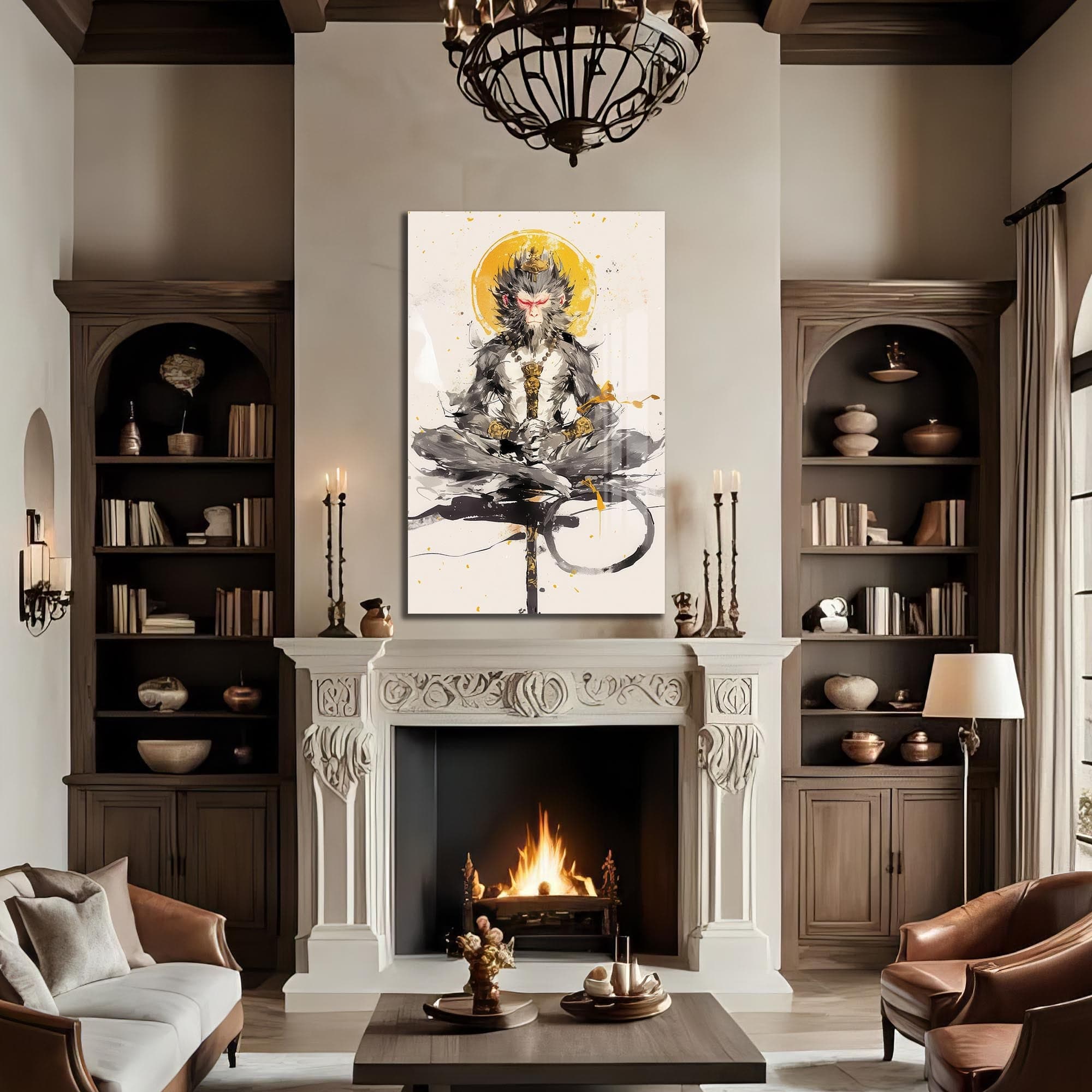 Artronauts Glass Print Meditation Hanuman- Hinduism Tempered Glass Wall Art