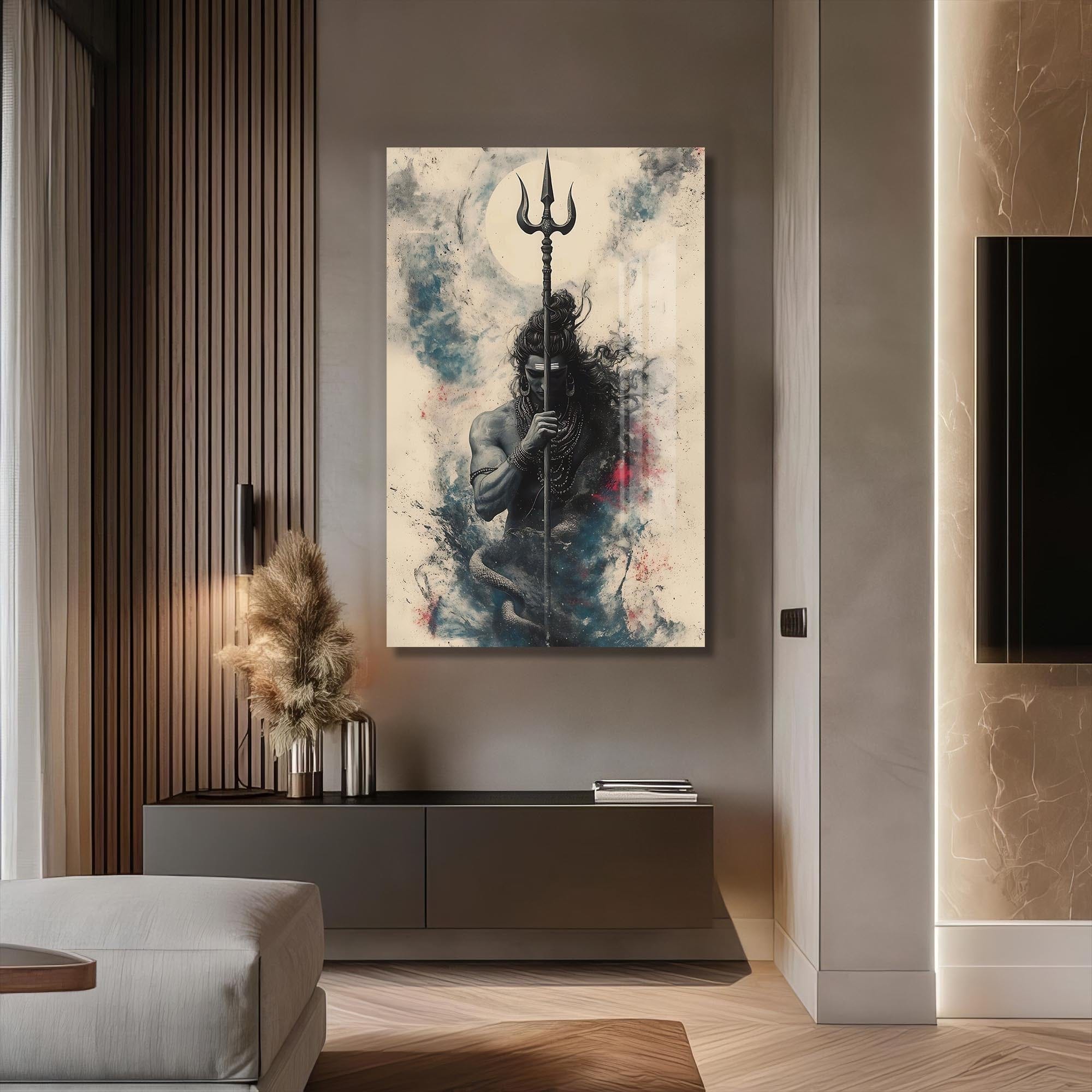 Artronauts Glass Print Trident Silence- Hinduism Tempered Glass Wall Art