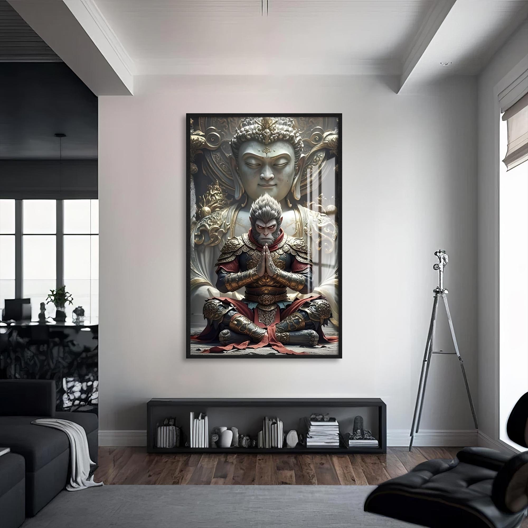 Artronauts Glass Print S | 72x46 cm | 28.3"x18.1" / Black Silent Devotion-Tempered Glass Wall Art