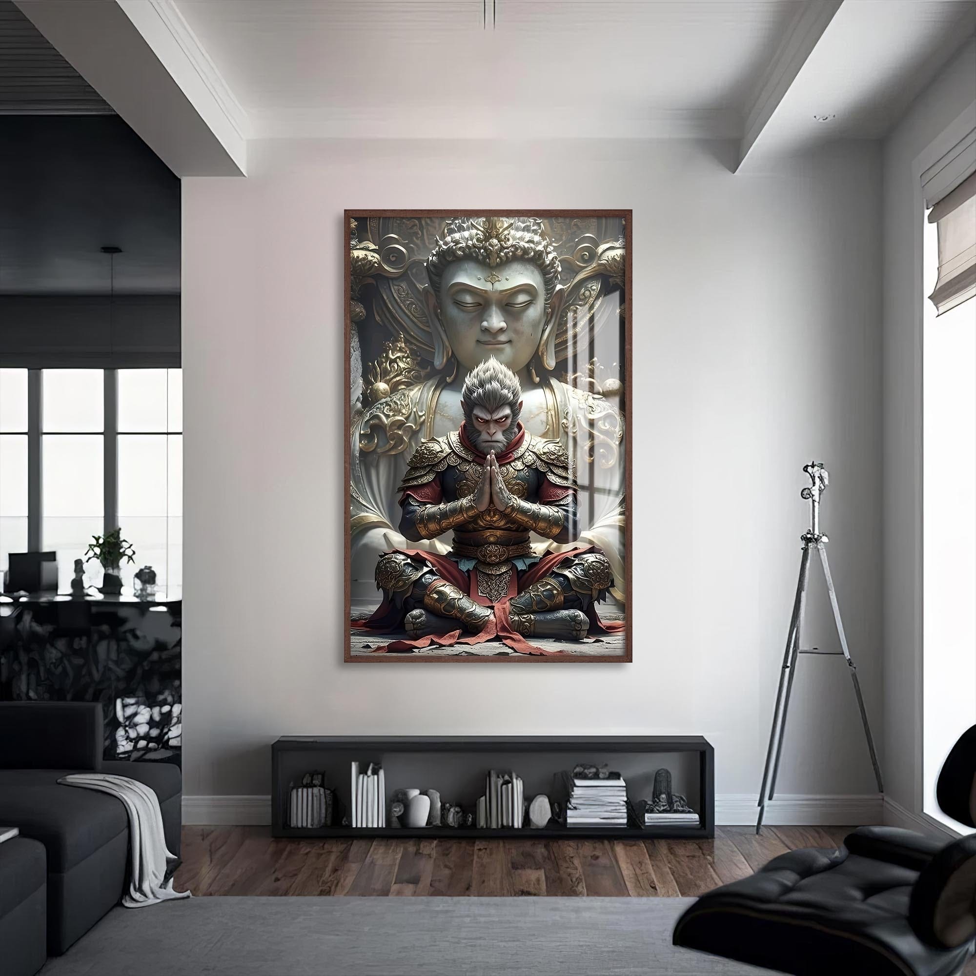 Artronauts Glass Print S | 72x46 cm | 28.3"x18.1" / Walnut Silent Devotion-Tempered Glass Wall Art