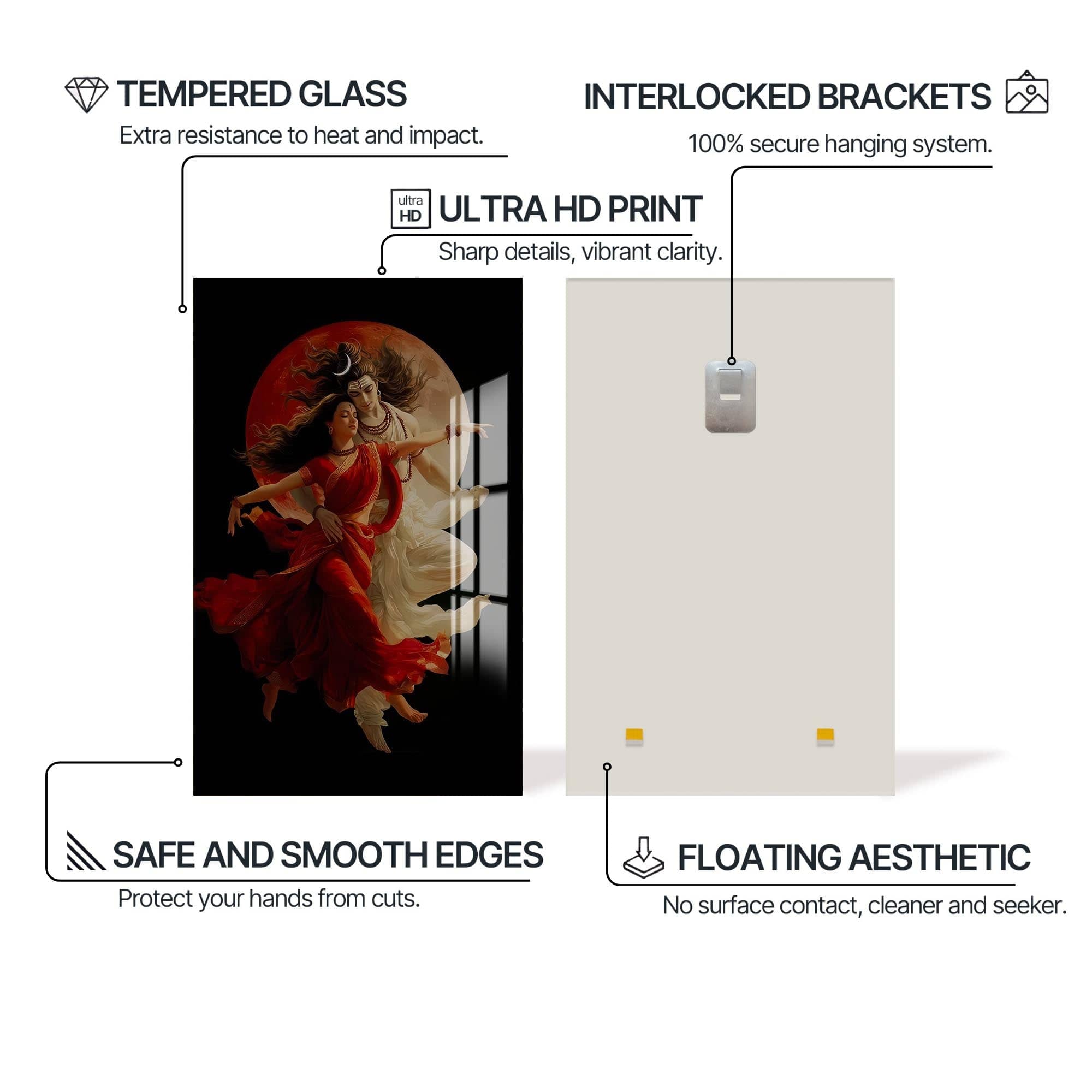 Artronauts Glass Print Divine Union- Hinduism Tempered Glass Wall Art