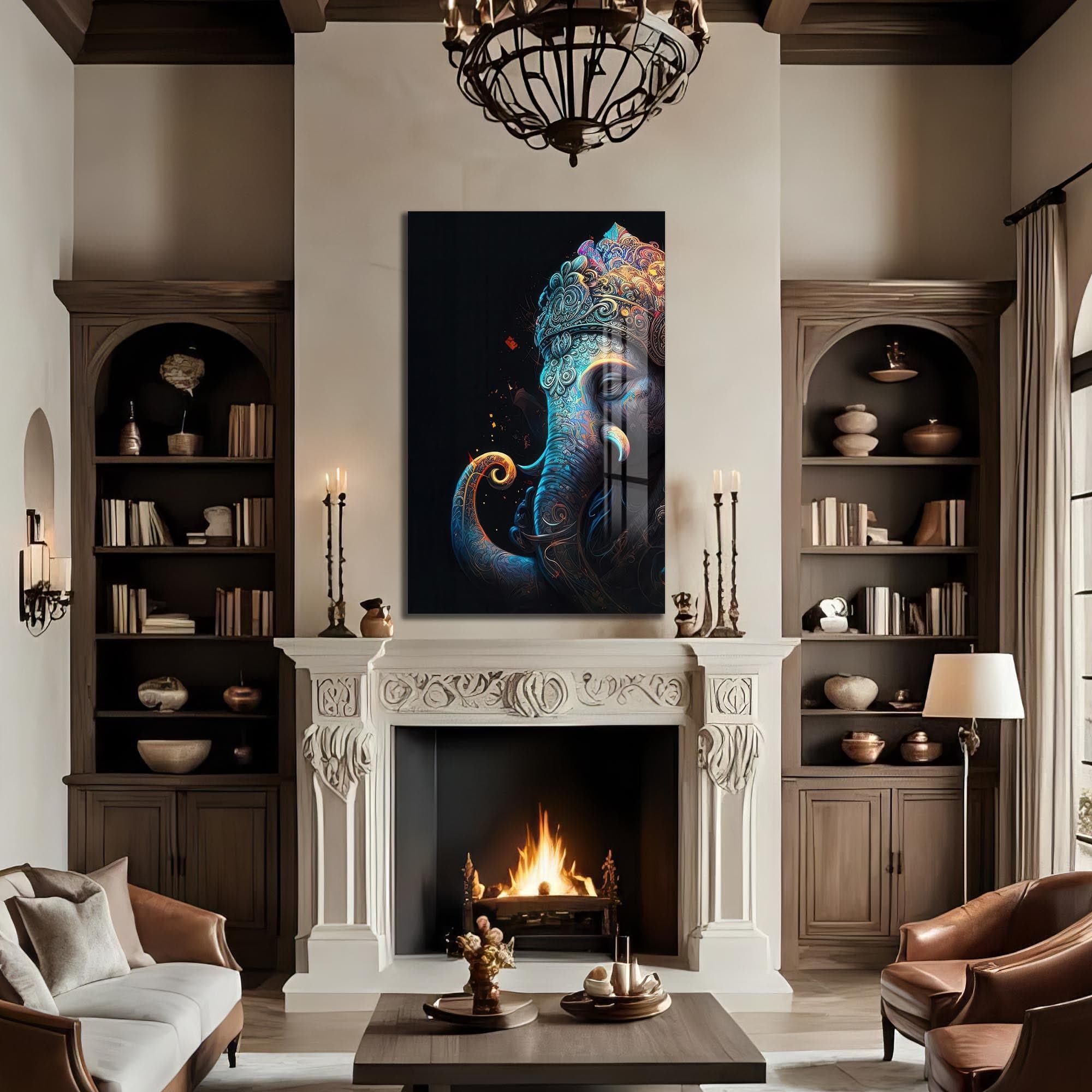 Artronauts Glass Print Celestial Ganesha- Hinduism Tempered Glass Wall Art