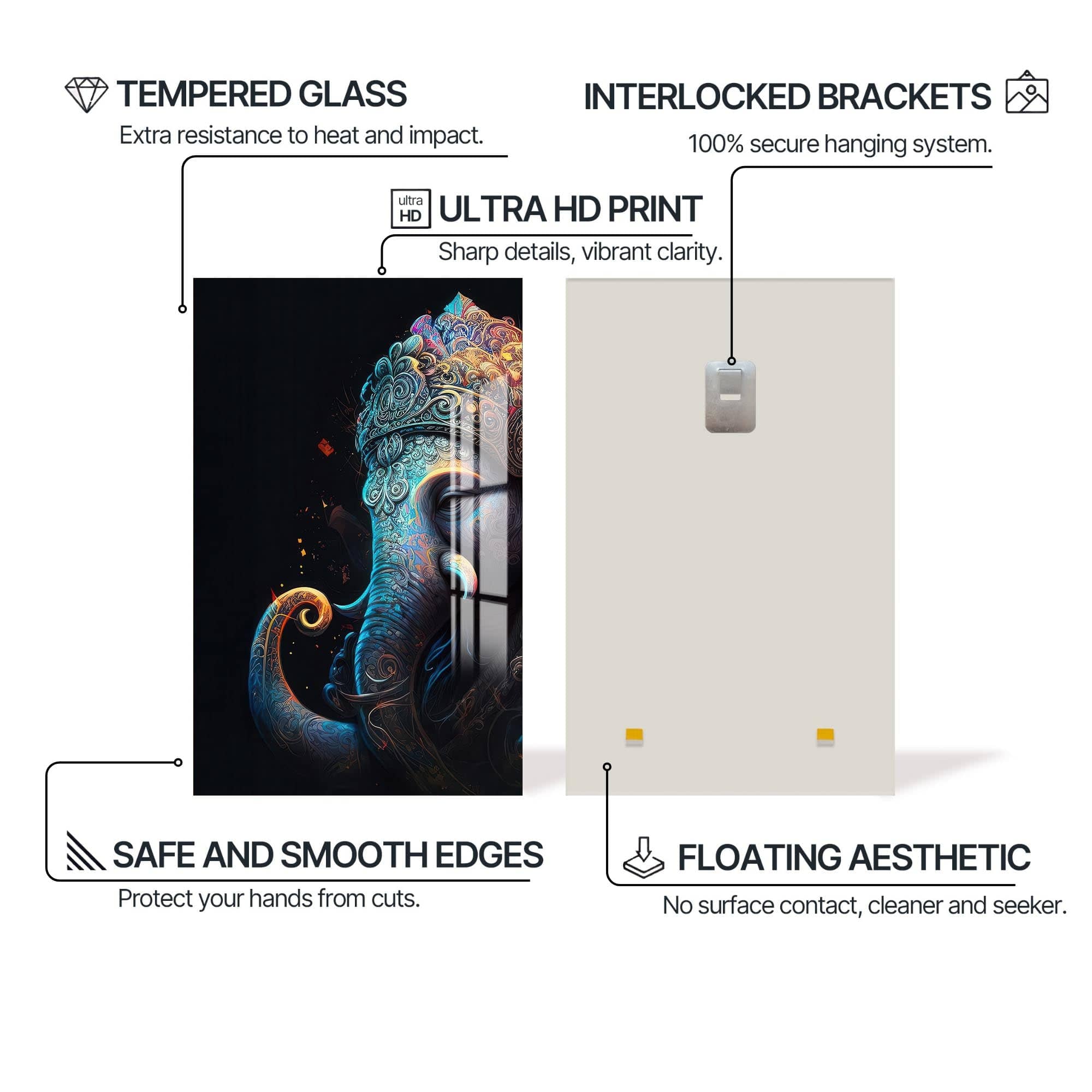 Artronauts Glass Print Celestial Ganesha- Hinduism Tempered Glass Wall Art