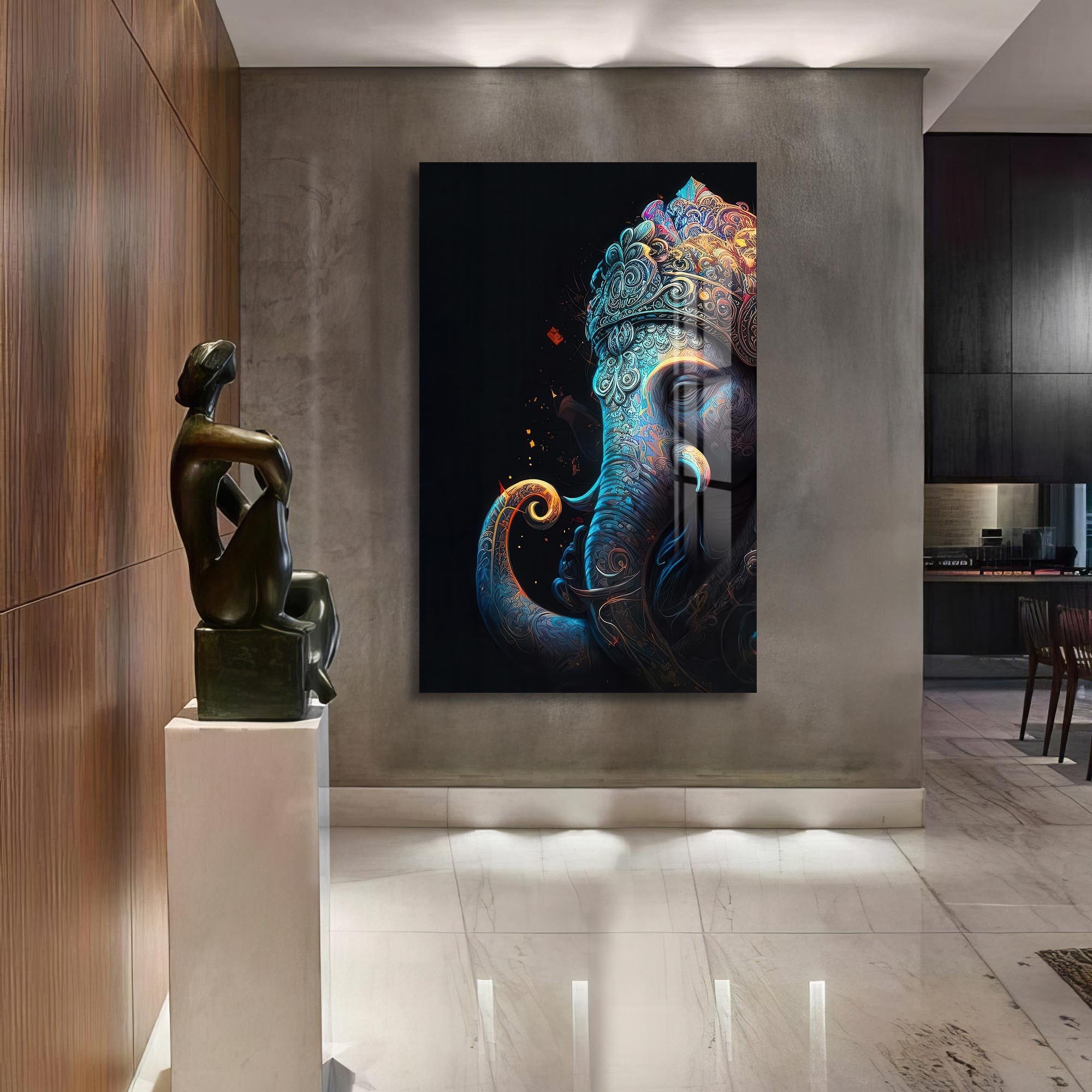 Artronauts Glass Print Celestial Ganesha- Hinduism Tempered Glass Wall Art