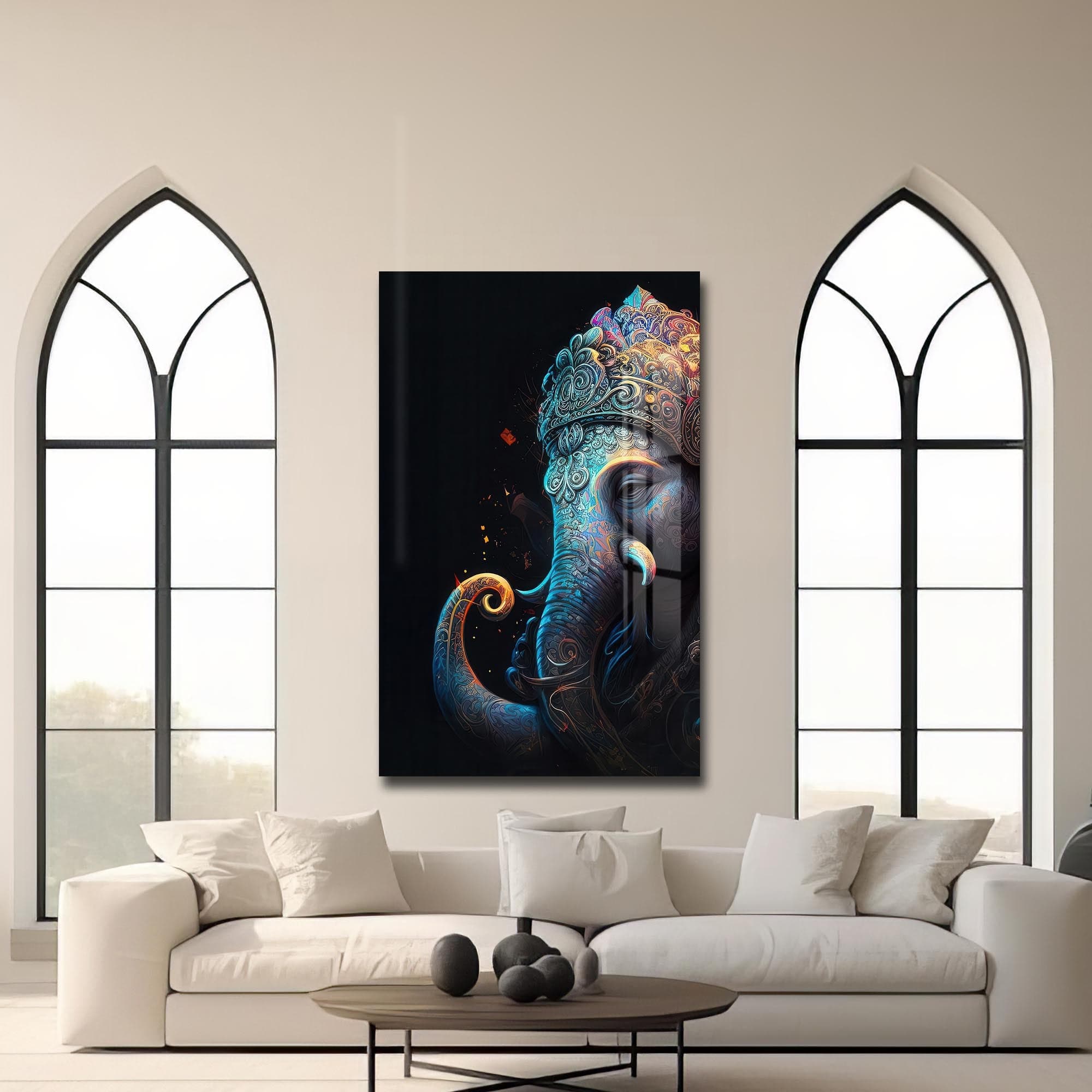 Artronauts Glass Print Celestial Ganesha- Hinduism Tempered Glass Wall Art