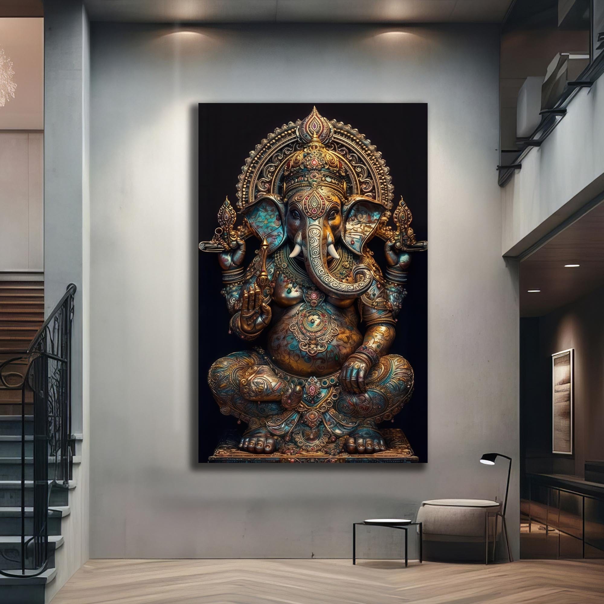 Artronauts Glass Print Ganesha Royal- Hinduism Tempered Glass Wall Art
