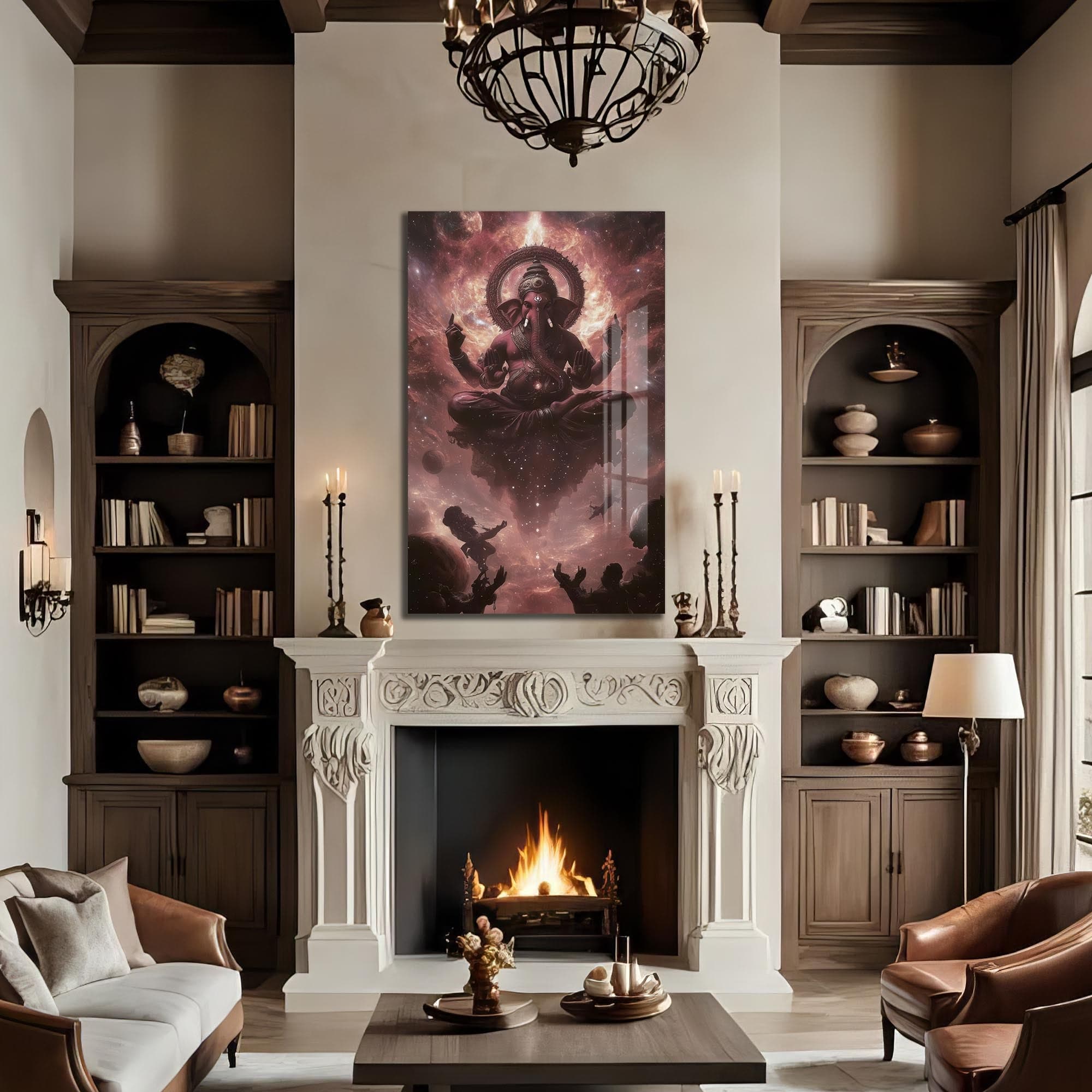Artronauts Glass Print Cosmic Ganesha- Hinduism Tempered Glass Wall Art