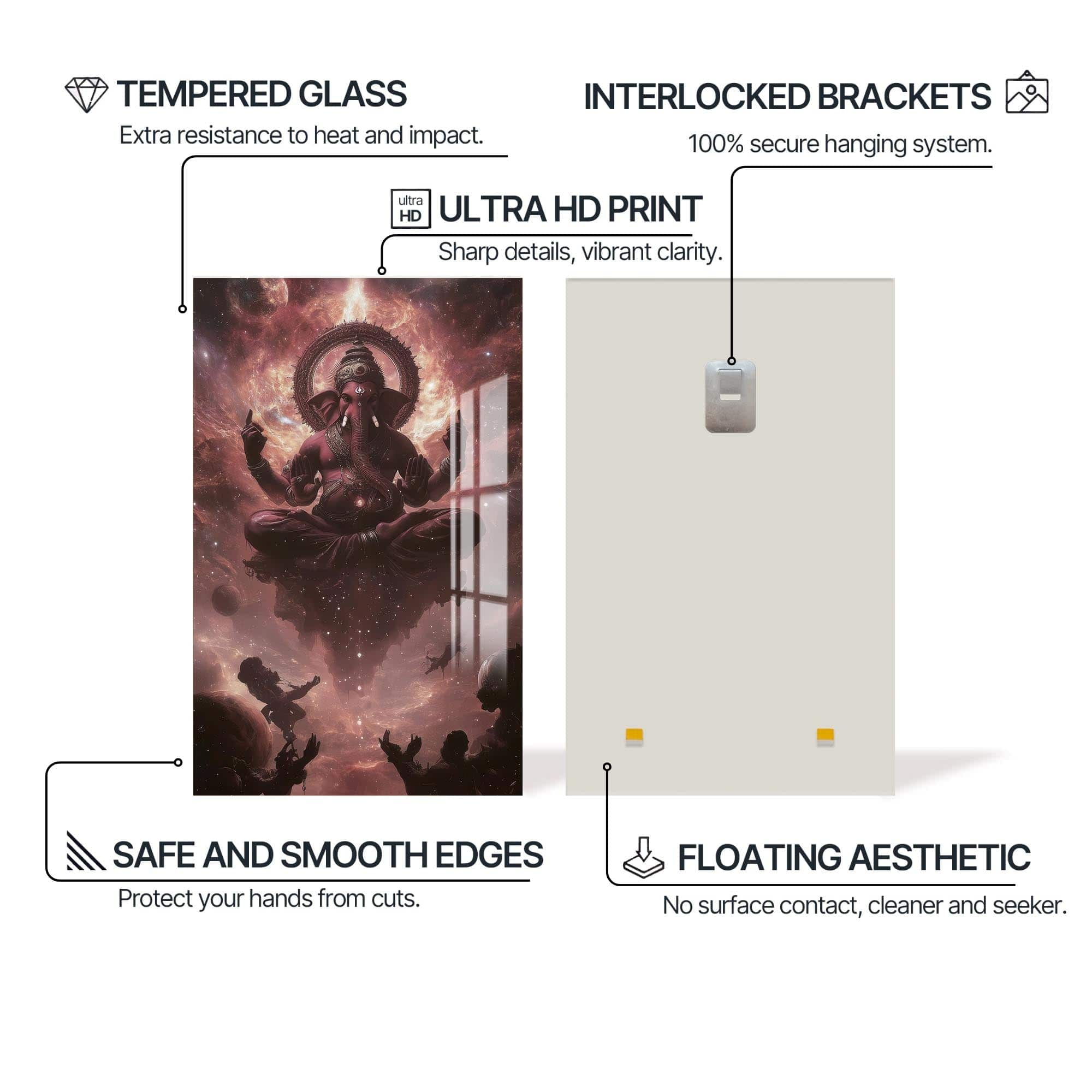 Artronauts Glass Print Cosmic Ganesha- Hinduism Tempered Glass Wall Art