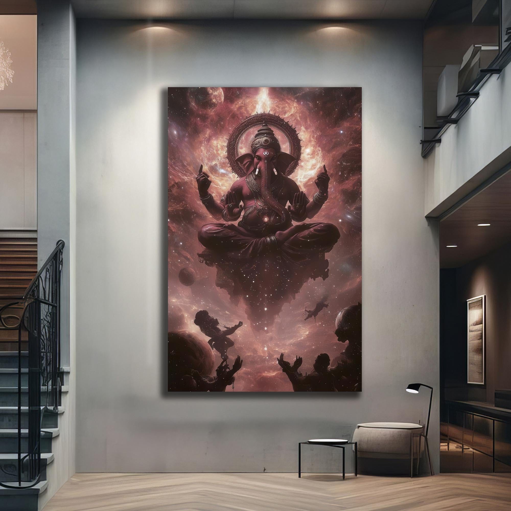 Artronauts Glass Print Cosmic Ganesha- Hinduism Tempered Glass Wall Art