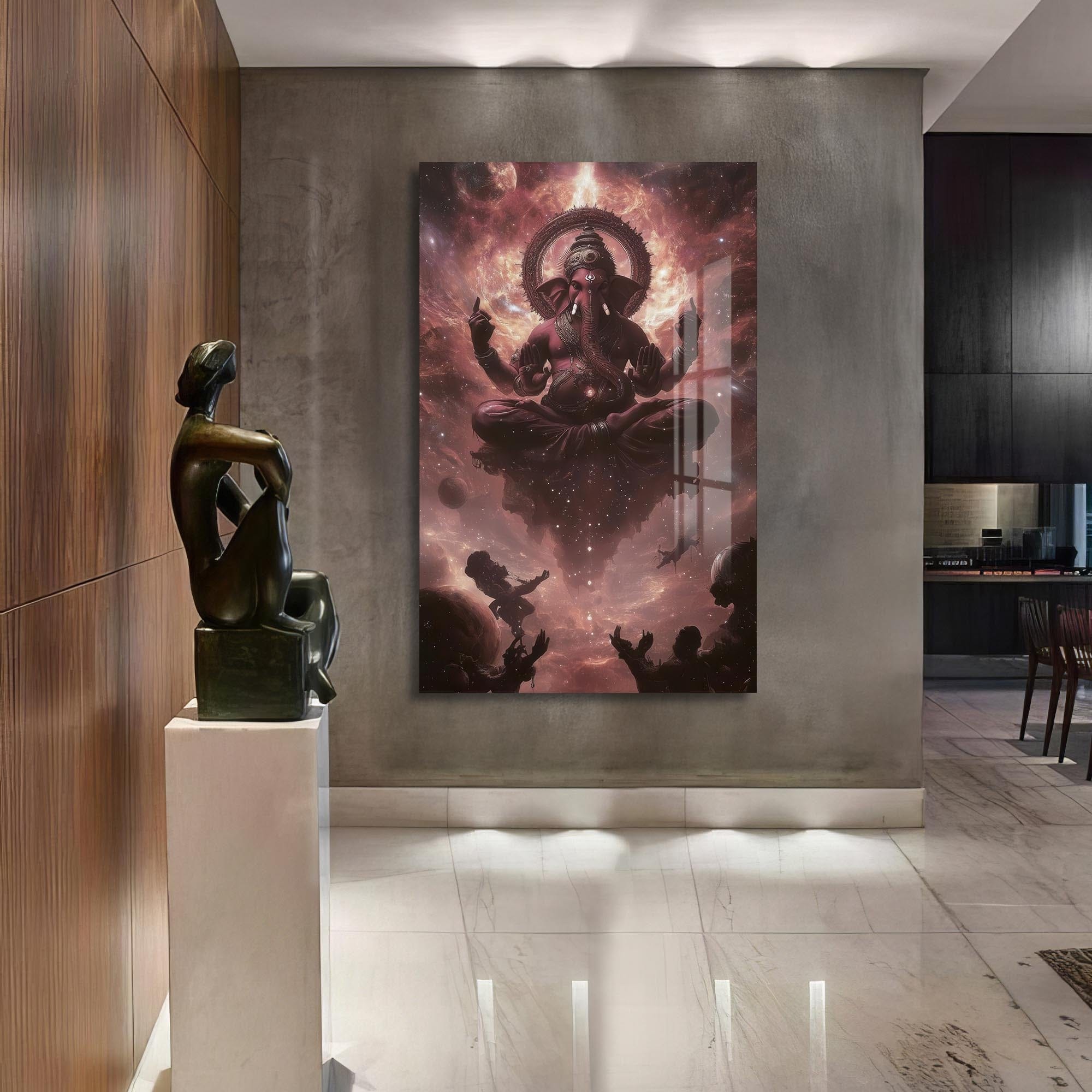 Artronauts Glass Print Cosmic Ganesha- Hinduism Tempered Glass Wall Art