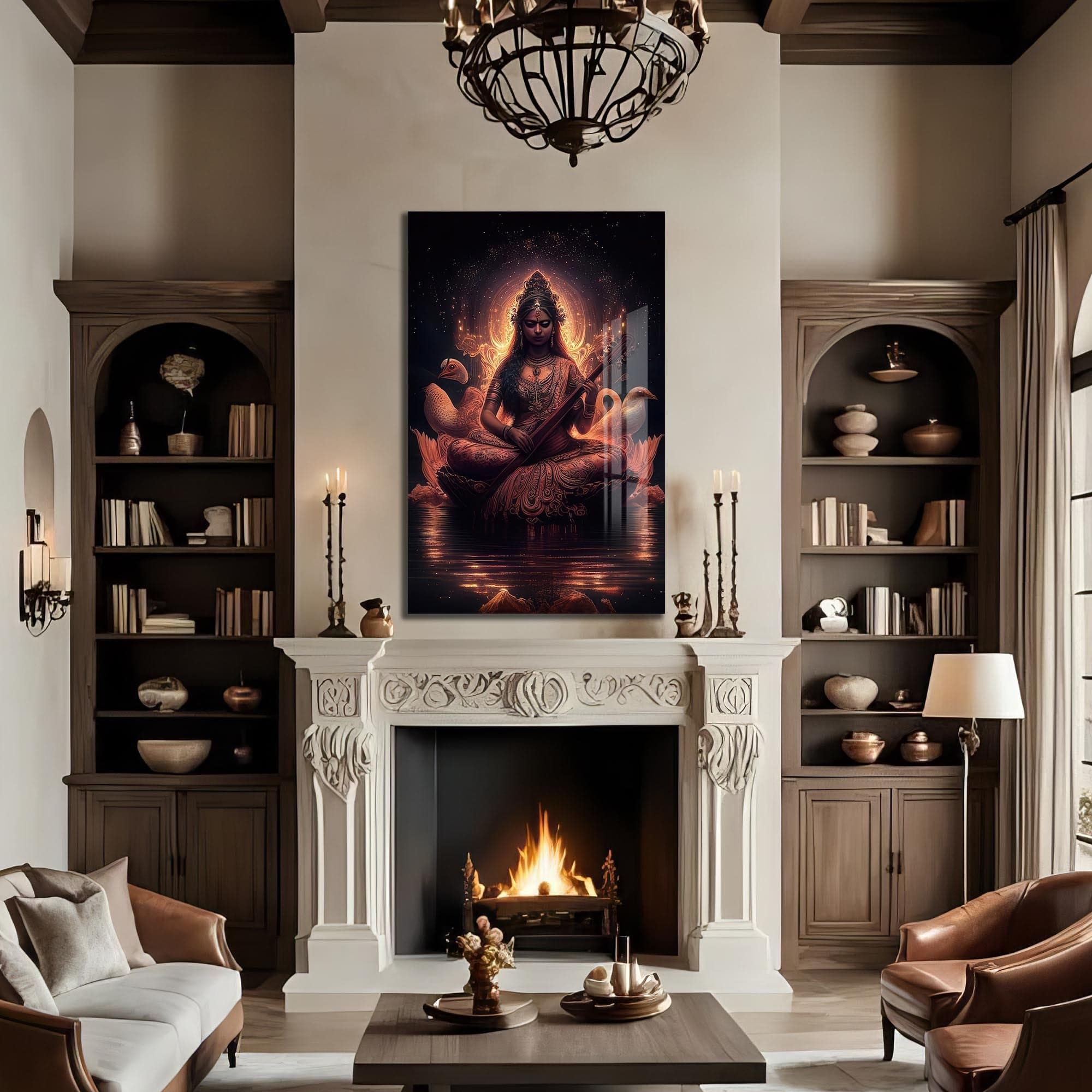 Artronauts Glass Print Veena Grace- Hinduism Tempered Glass Wall Art