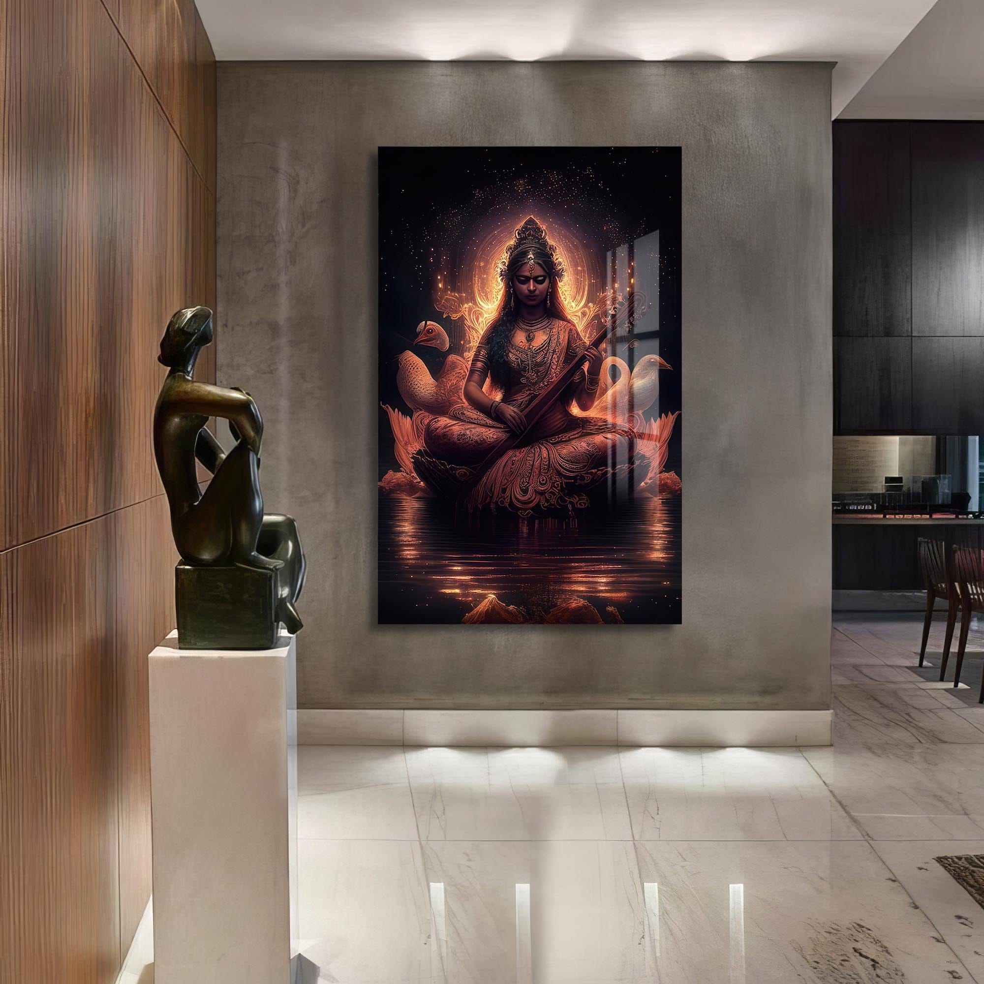 Artronauts Glass Print Veena Grace- Hinduism Tempered Glass Wall Art