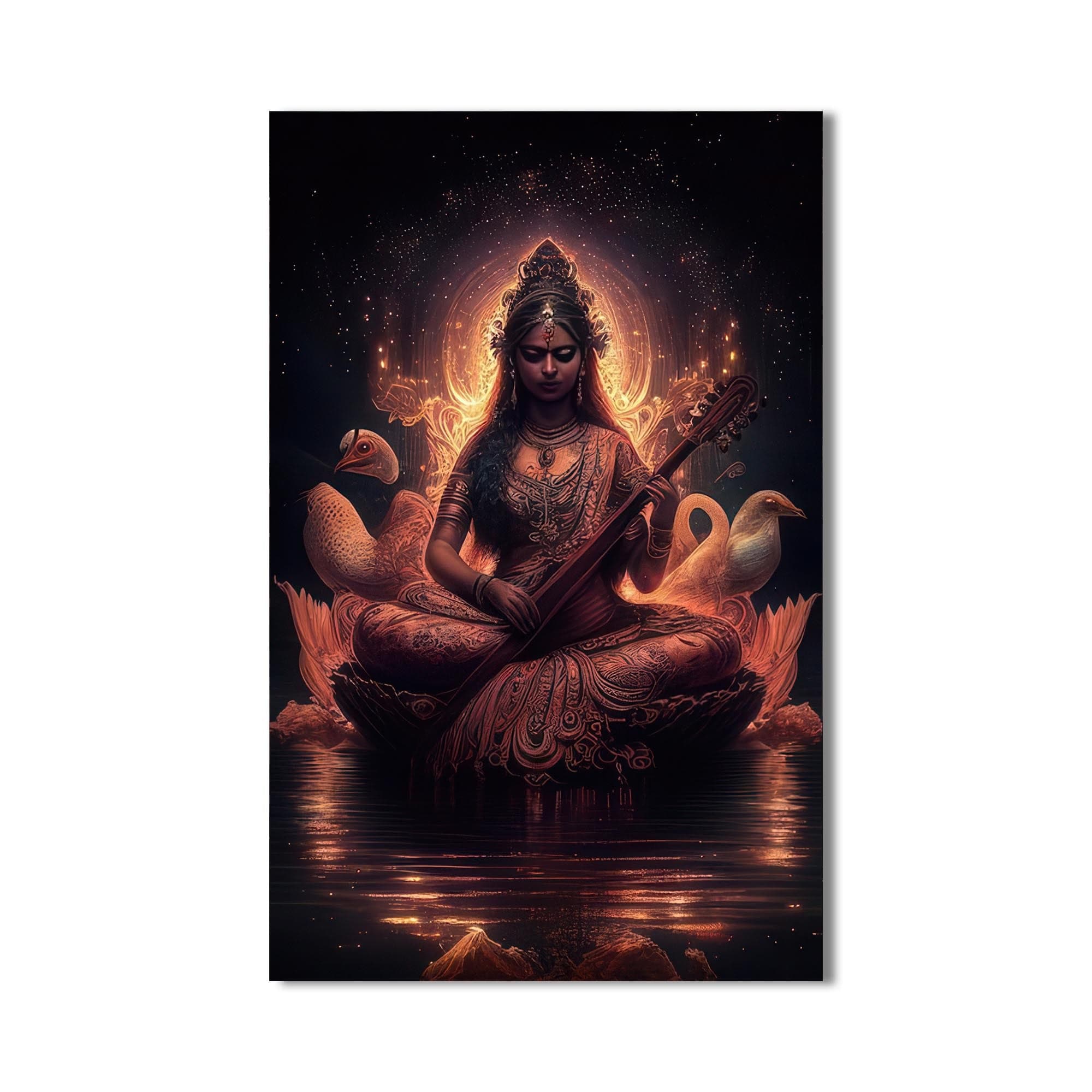 Artronauts Glass Print Veena Grace- Hinduism Tempered Glass Wall Art