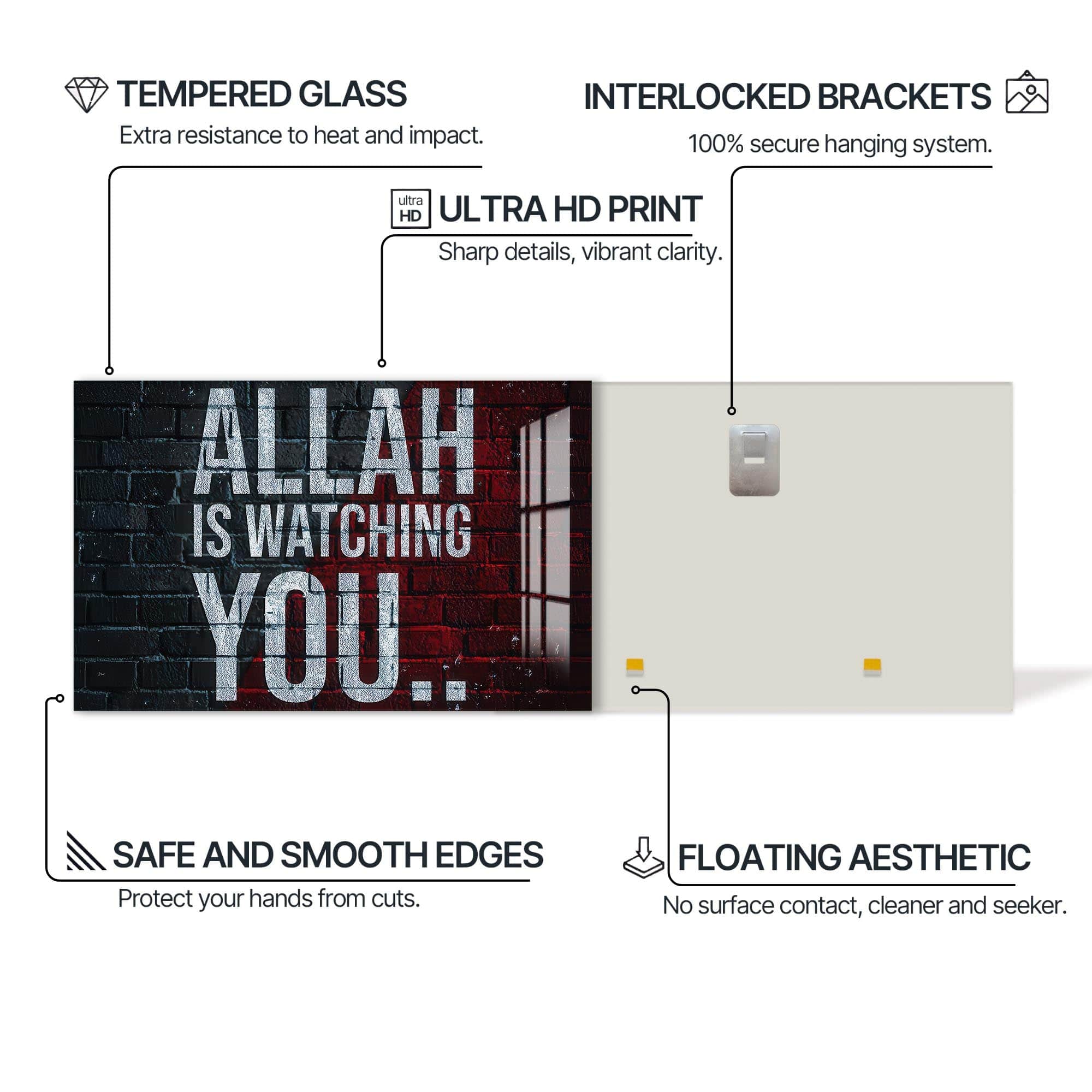 Artronauts Glass Print Under His Sight- Islamic Tempered Glass Wall Art