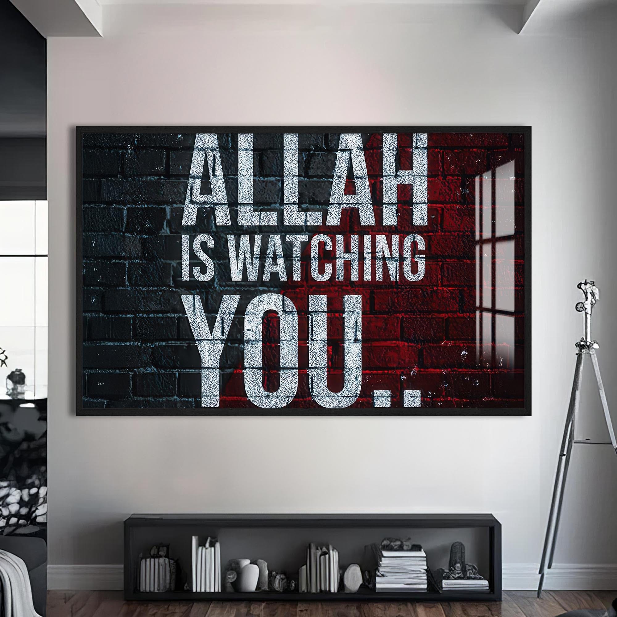 Artronauts Glass Print S | 72x46 cm | 28.3"x18.1" / Black Under His Sight- Islamic Tempered Glass Wall Art