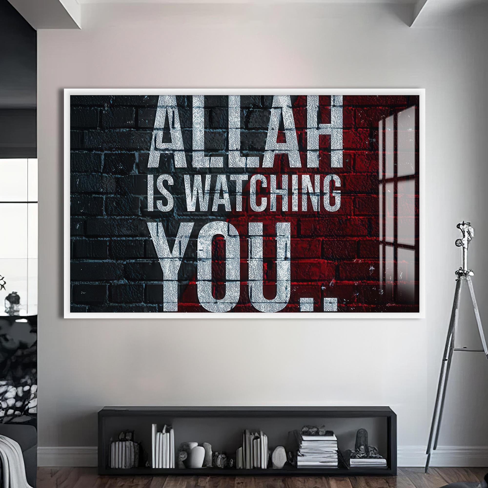 Artronauts Glass Print S | 72x46 cm | 28.3"x18.1" / White Under His Sight- Islamic Tempered Glass Wall Art