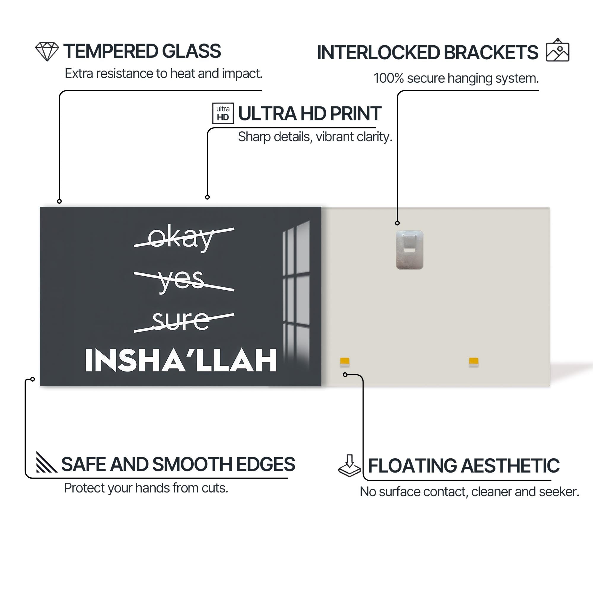 Faith Over Fear- Islamic Tempered Glass Wall Art