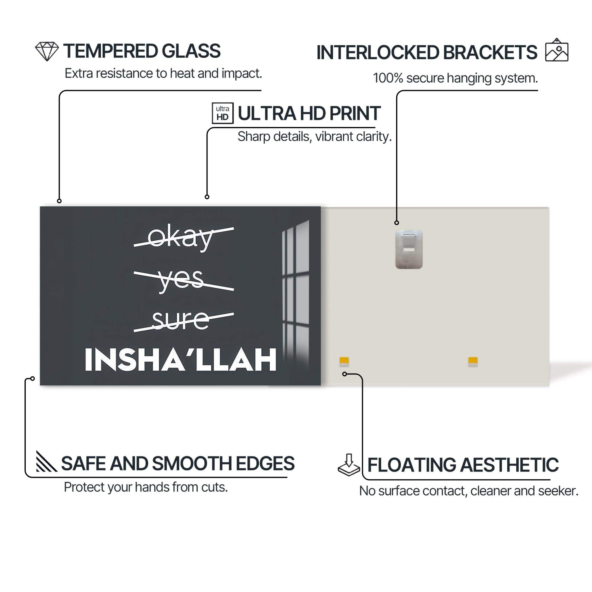 Artronauts Glass Print Faith Over Fear- Islamic Tempered Glass Wall Art