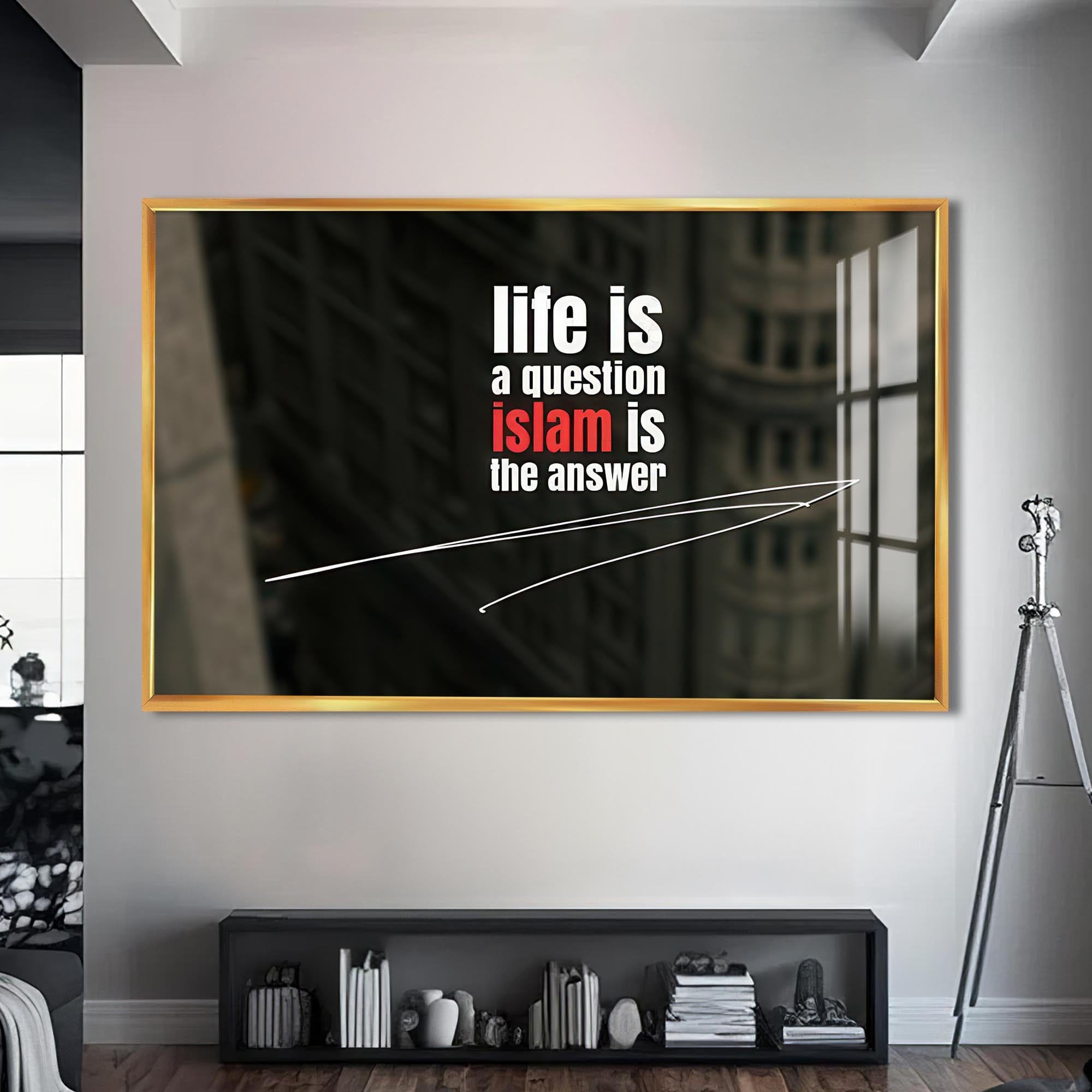 Artronauts Glass Print S | 72x46 cm | 28.3"x18.1" / Gold Faith Speaks- Islamic Tempered Glass Wall Art