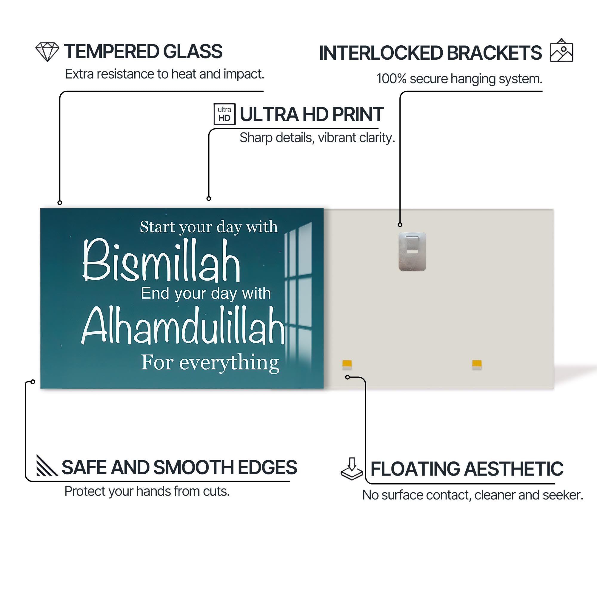 Graceful Start- Islamic Tempered Glass Wall Art